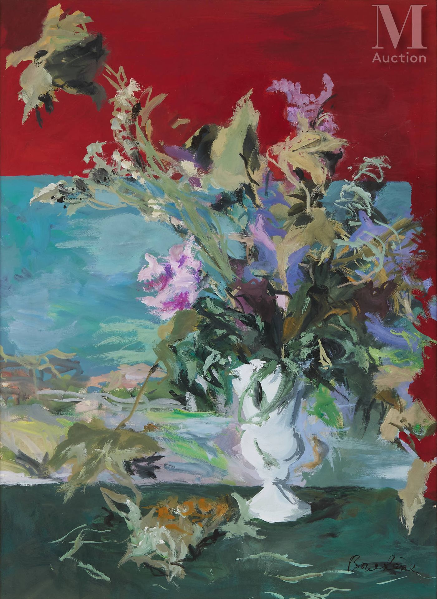 Dimitri BOUCHENE (St.Tropez 1893 – Paris 1993) Bouquet de fleurs dans un vase bl&hellip;