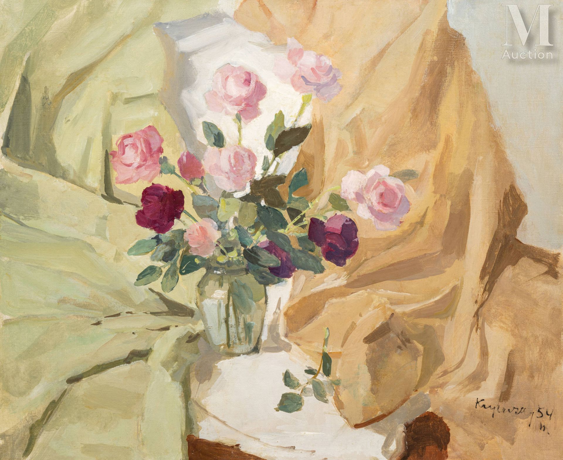 Nicolas KRYCEVSKY (Kharkov 1898 - Paris 1961) Composition with a bouquet of rose&hellip;