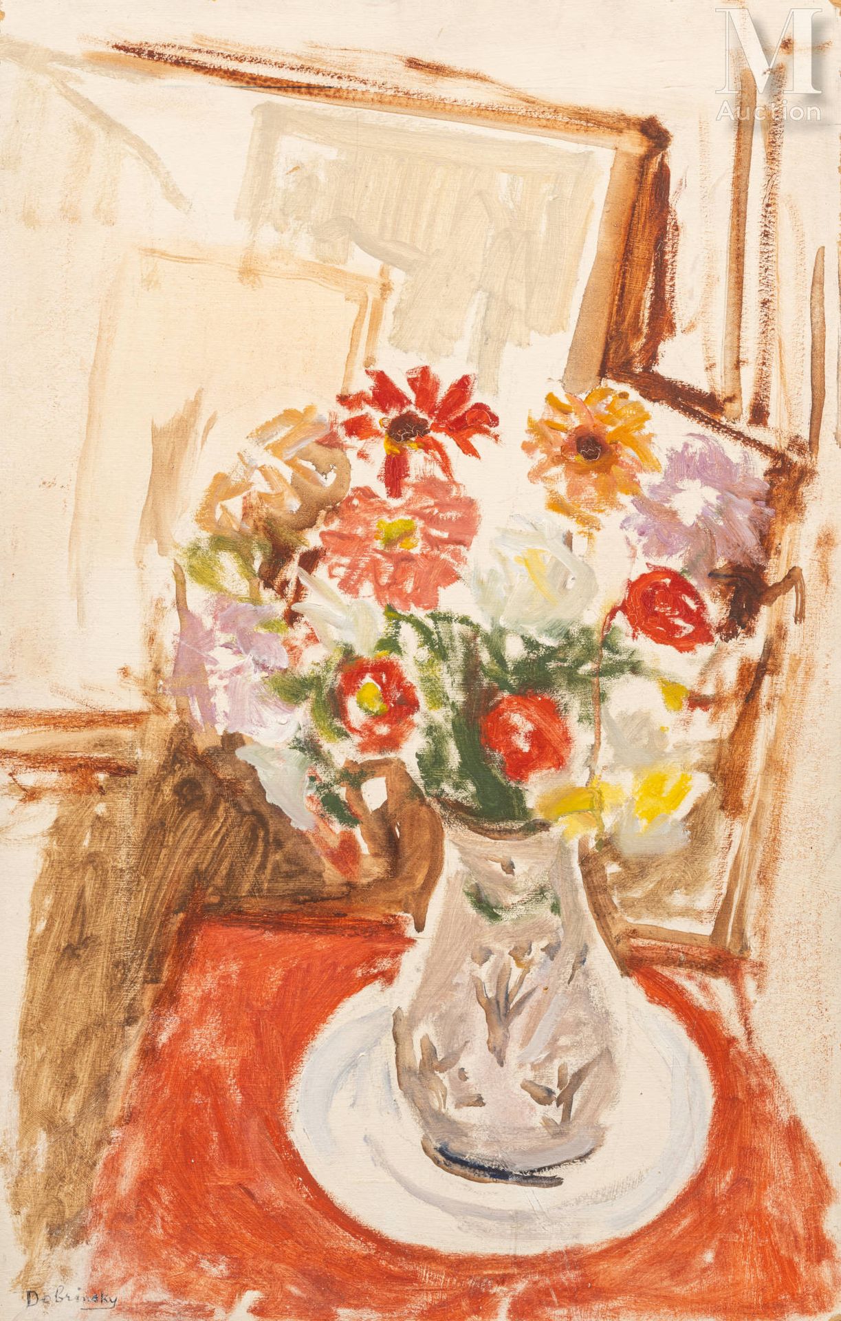 Issac DOBRINSKY (Makarov 1891 - Paris 1973) Bouquet di fiori nell'atelier dell'a&hellip;