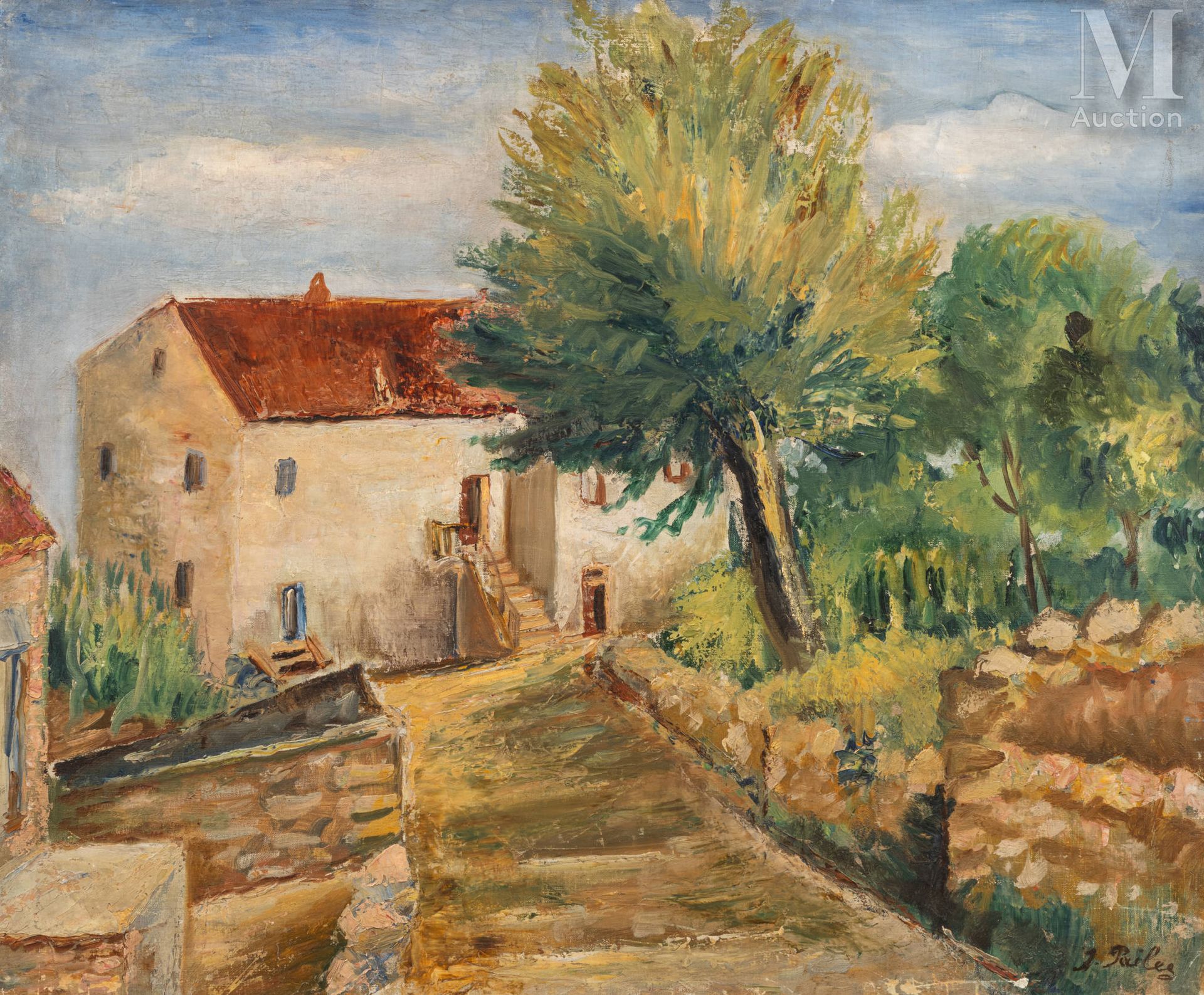PAÏLES Isaac (Kiev 1895-France 1978) La maison blanche en Corse 
 
Huile sur toi&hellip;