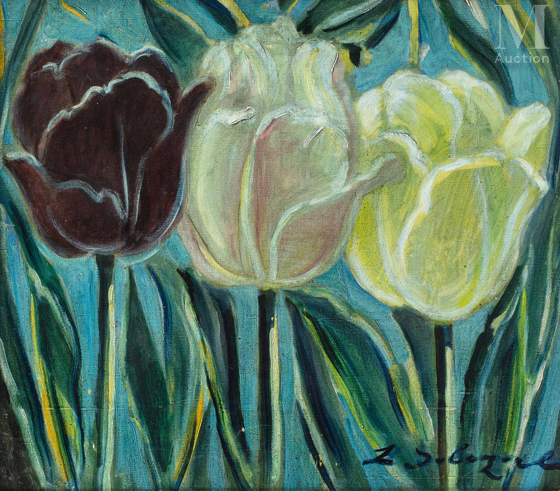 SOLOGOUB Leonid Romanovitch (Eïsk 1884-La Haye 1956) Trois Tulipes



Huile sur &hellip;