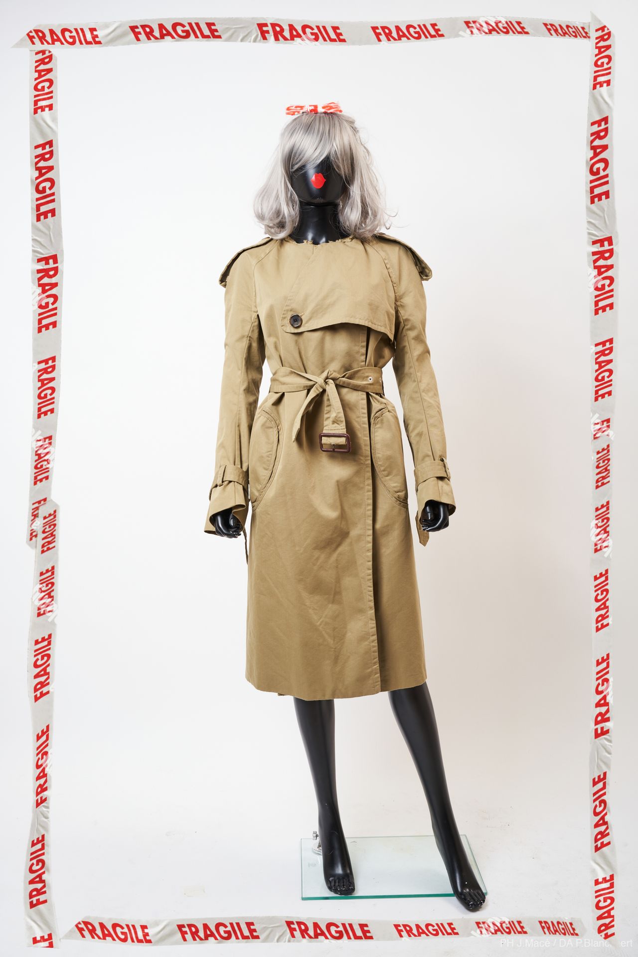 MAISON MARTIN MARGIELA Trench coat 

in cotton and nylon putty, rounded cutouts &hellip;