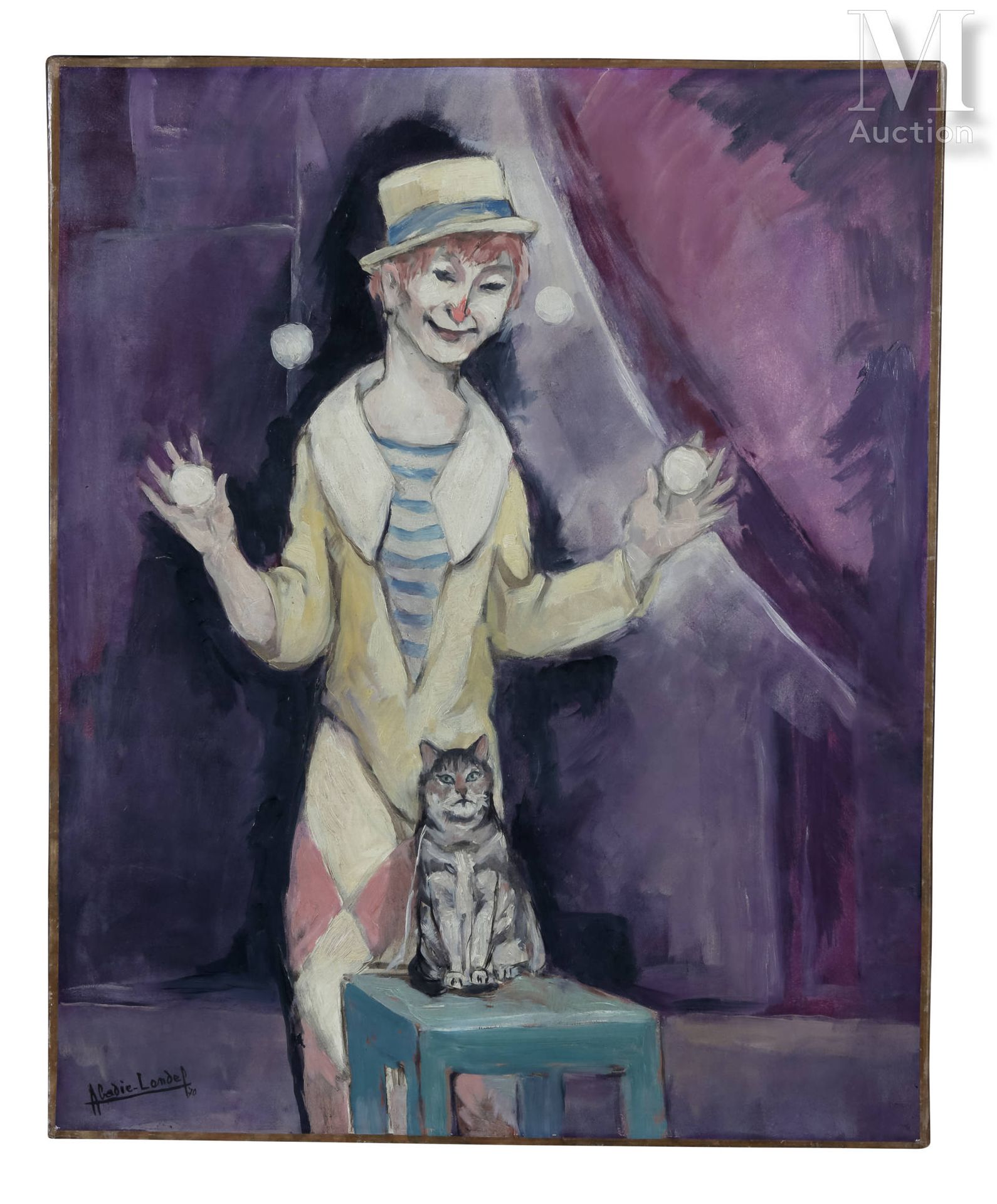 Pierre ABADIE-LANDEL (1896-1972) 小丑，带猫的杂耍者



布面油画

61.5 x 50 厘米

左下角有签名和日期：Abad&hellip;