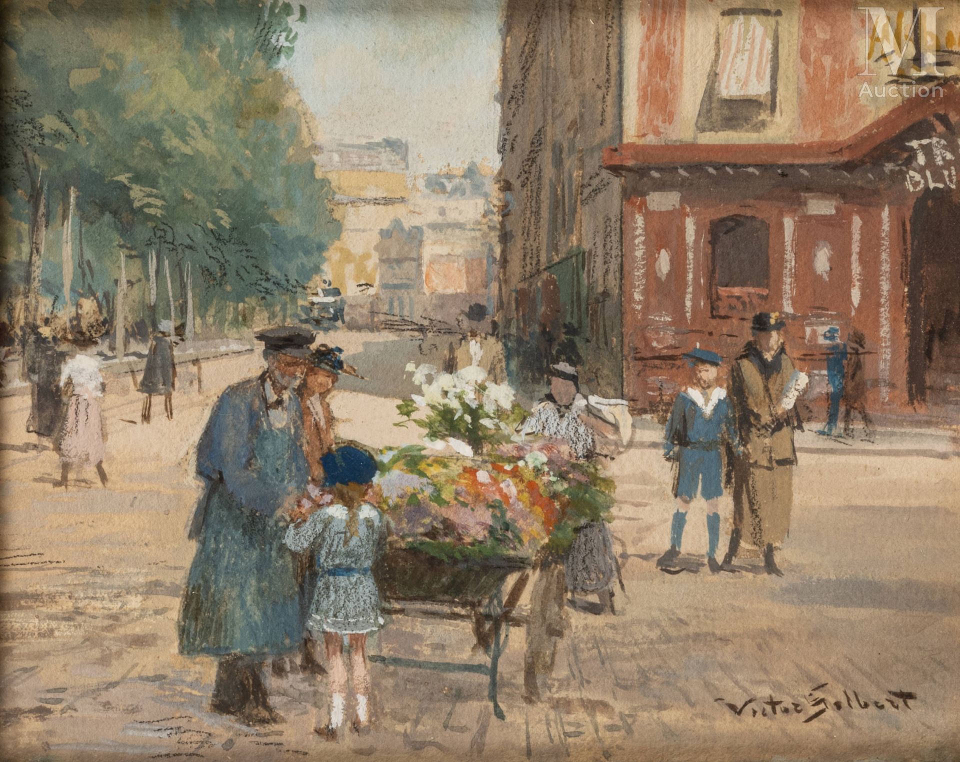 Victor Gabriel GILBERT (Paris 1847 - 1933) La marchande de fleurs 
 
Gouache sur&hellip;