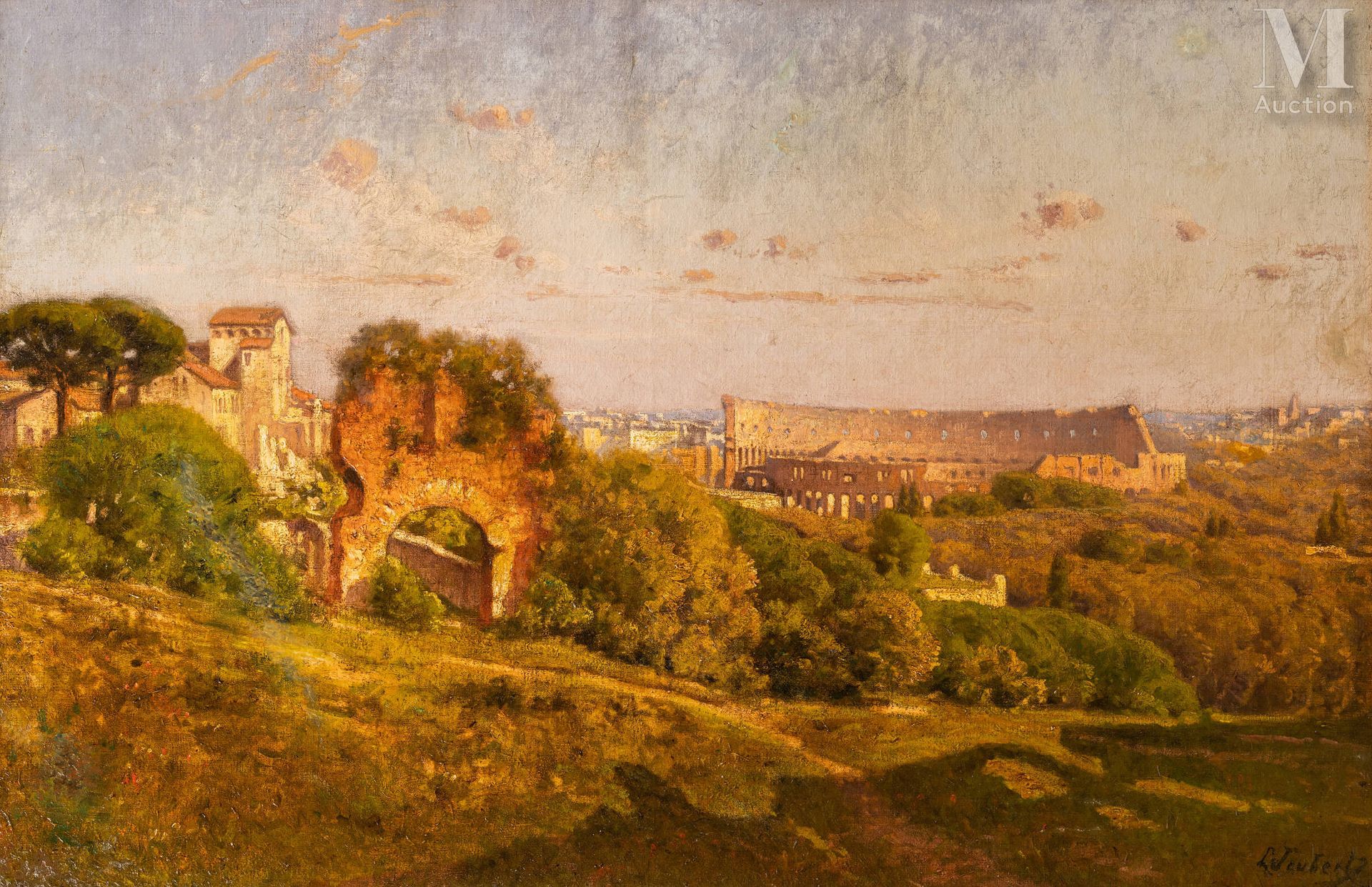Léon JOUBERT (Quimper 1851 - Paris 1928) Ruins of the Colosseum, View of the Pal&hellip;