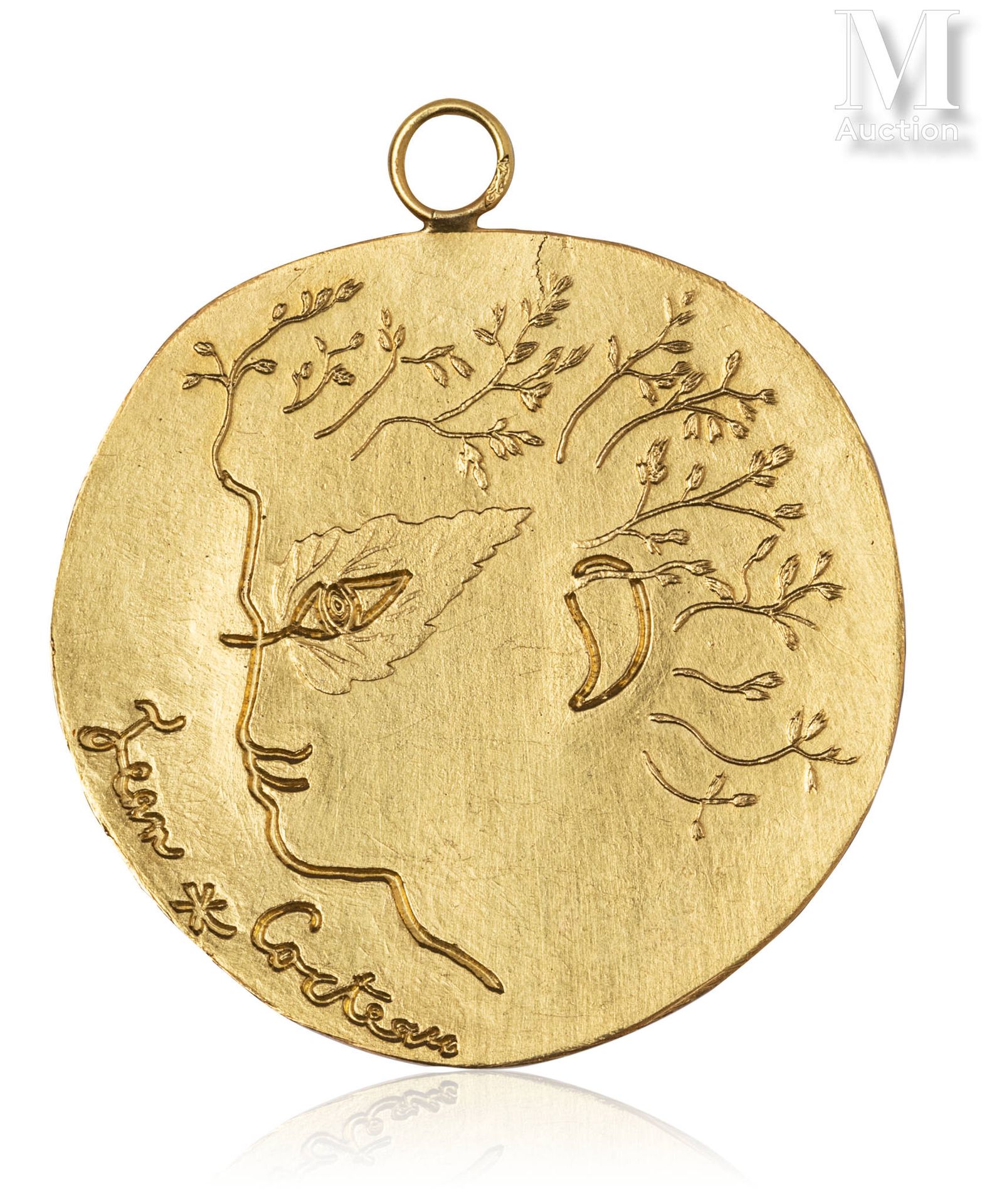 Jean COCTEAU (1889-1963) d' Après Profil 
 
Médaille en or 18 carats 
Diamètre 2&hellip;
