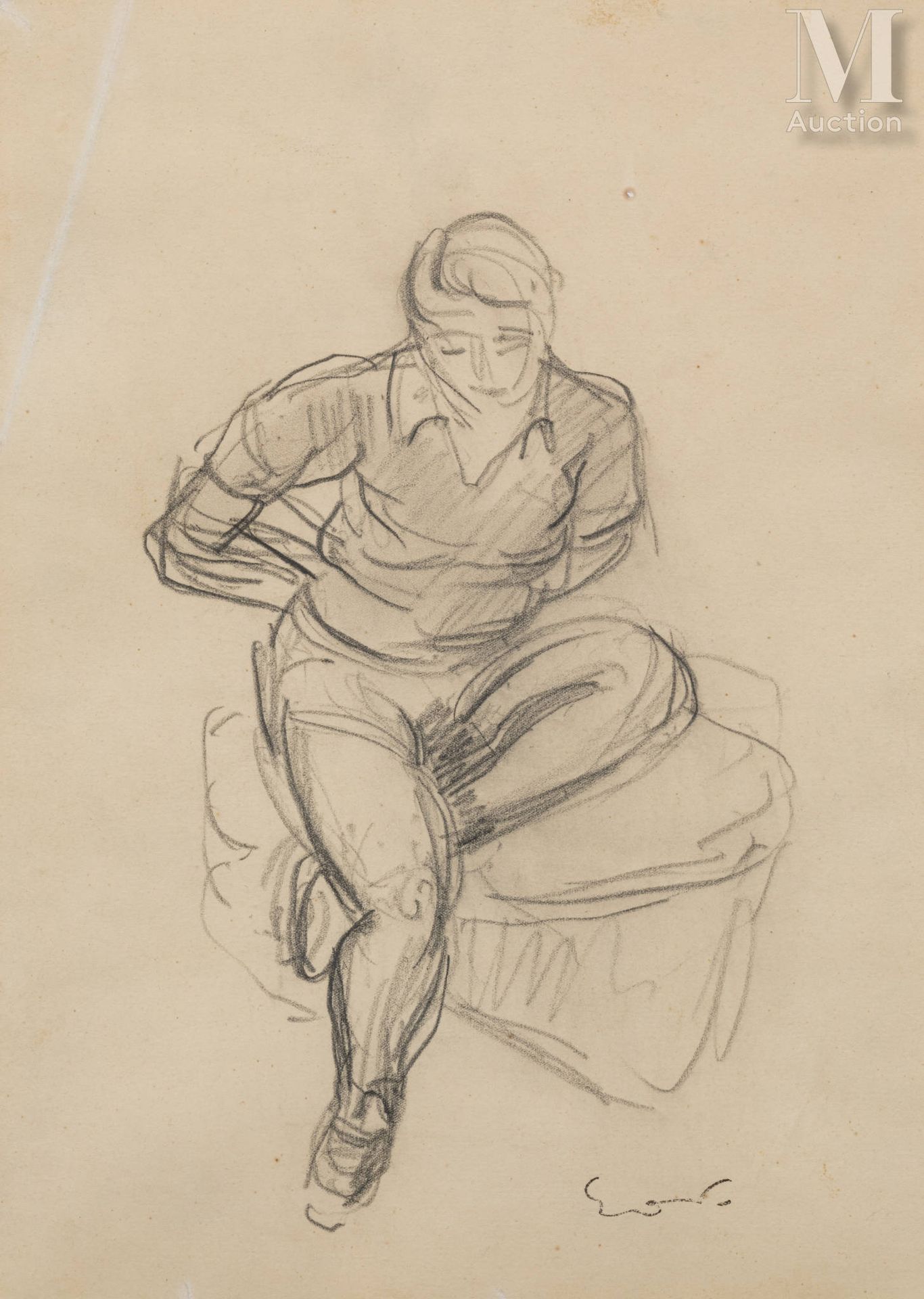 Emile Othon FRIESZ (Le Havre 1879 - Paris 1949) Portrait de jeune garçon assis

&hellip;