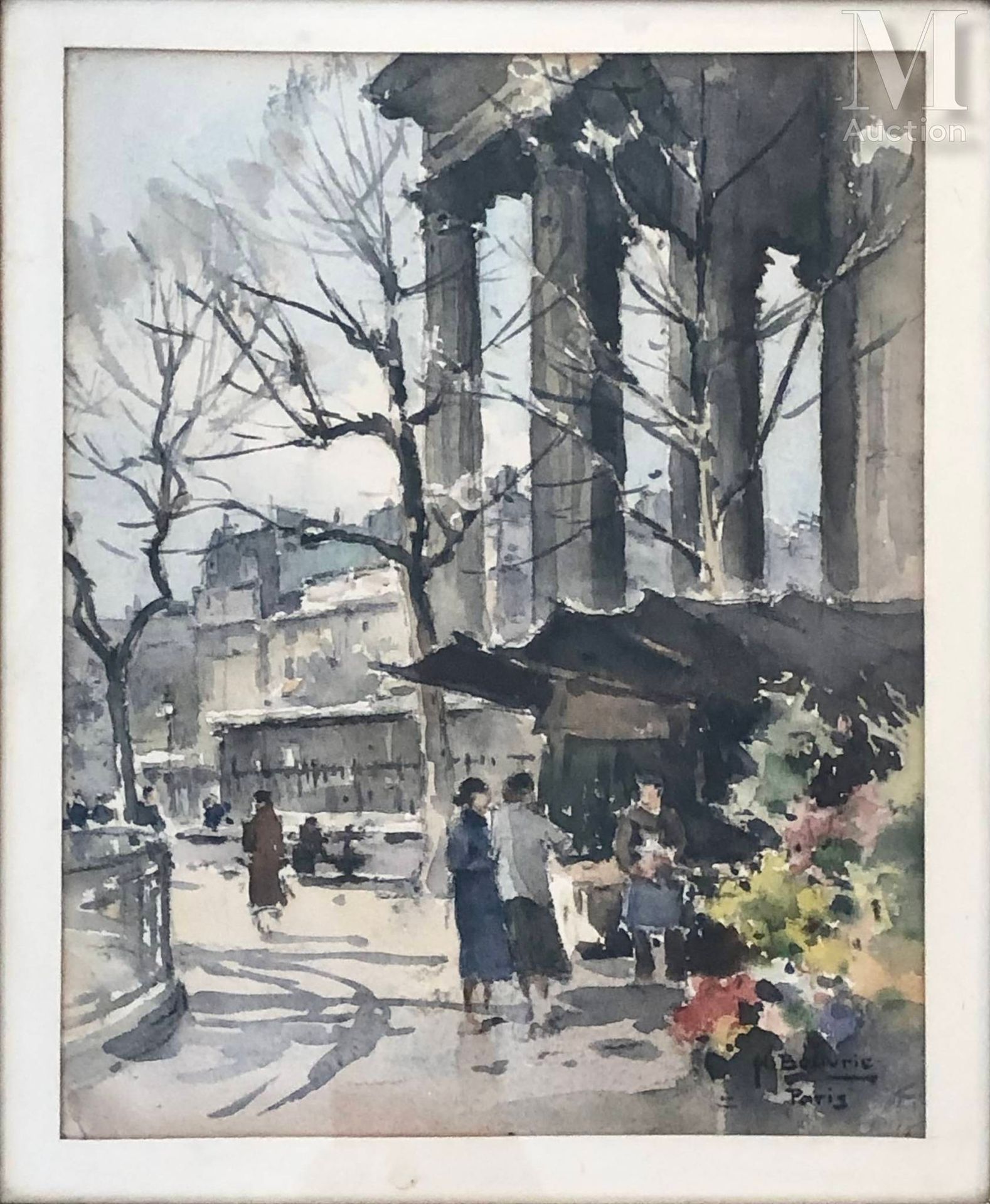 Henry BOUVRIE (1896-?) Paris, La Madeleine 
 
Aquarelle sur papier 
23 x18 cm 
S&hellip;