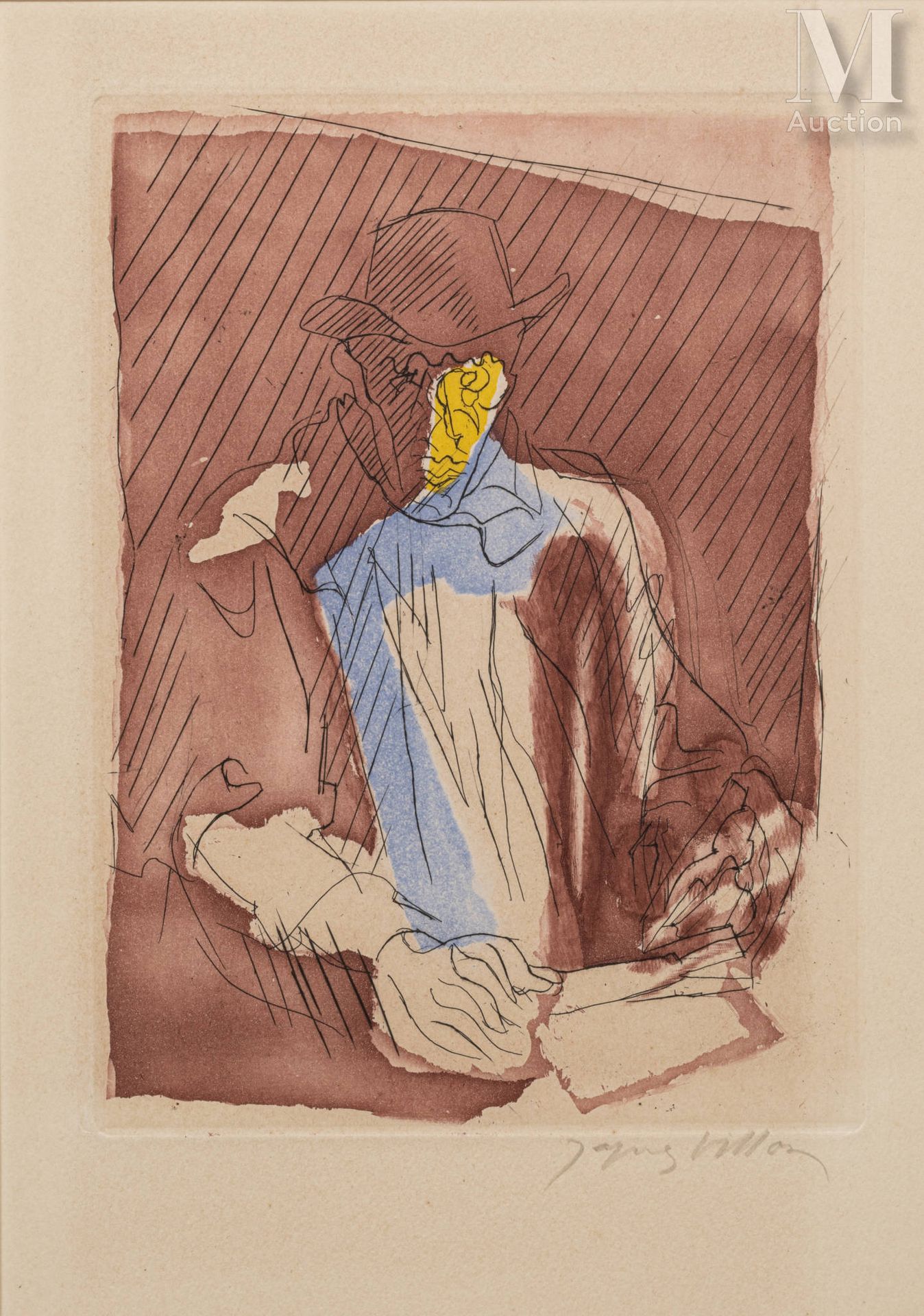 Jacques VILLON (Damville 1875 - Puteaux 1963) 带帽子的男人



彩色蚀刻画

碗内24 x 18厘米

30,5&hellip;