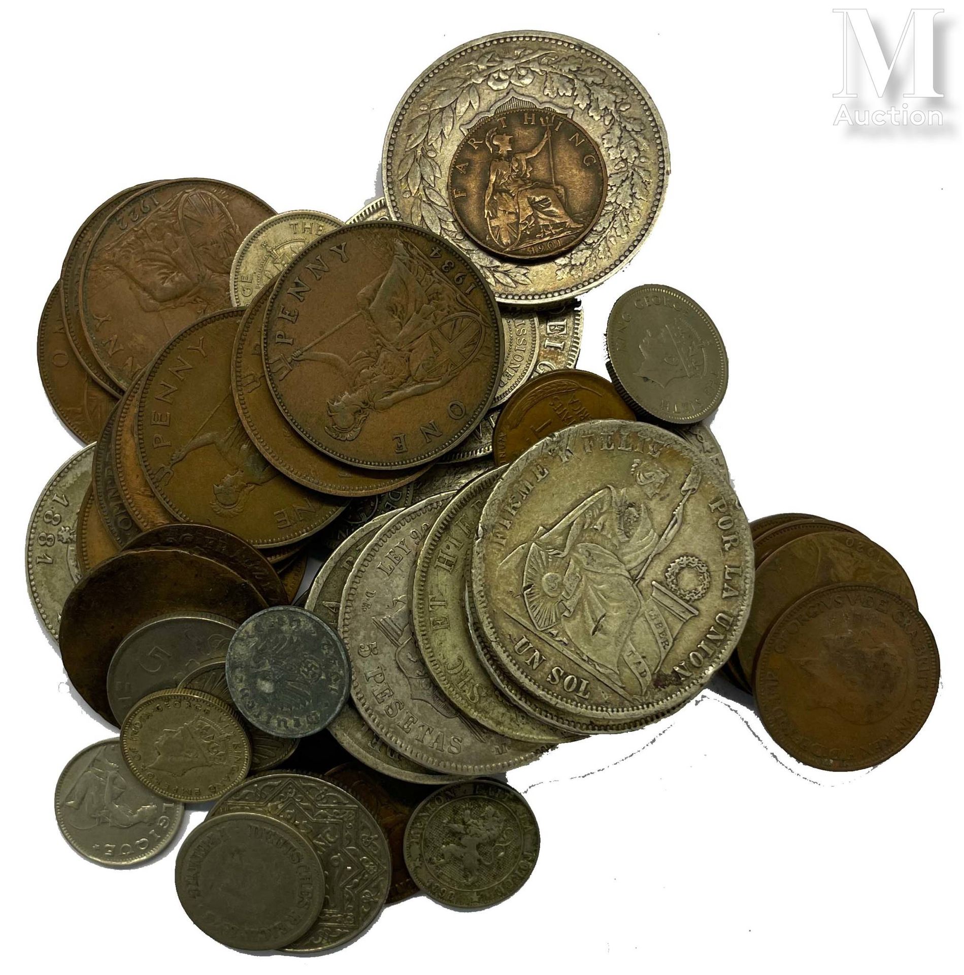 Monde - divers 一批银币包括

- 5瑞士法郎，1888年

- 三枚120格拉纳费迪南德二世硬币，1842年，1858年，1840年

- 两枚&hellip;