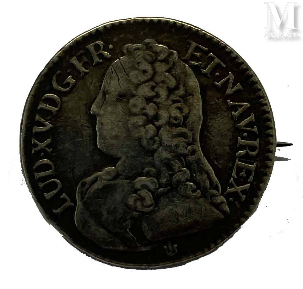 France - Louis XV (1715-1774) 1/5 di uno scudo con rami d'ulivo, 1728, D (Lione)&hellip;