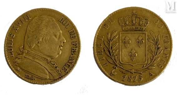 * France - Louis XVIII (1814-1824) 1815年A类20法郎硬币一枚（巴黎）

A : 路易十八的右半身着装

R：法国的王室成&hellip;
