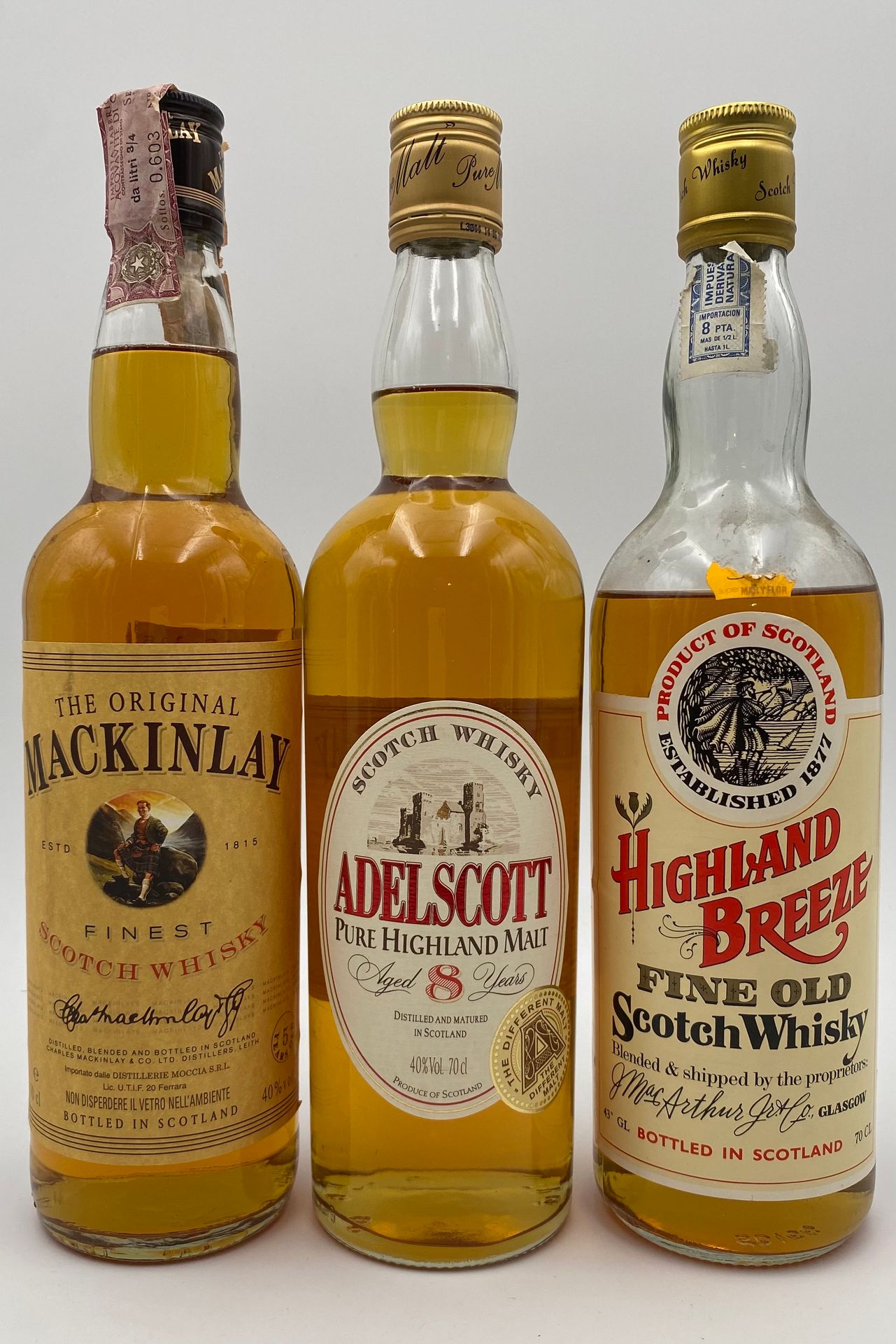 3 bouteilles SCOTCH WHISKY (1 The Original Mackinlay 05-…