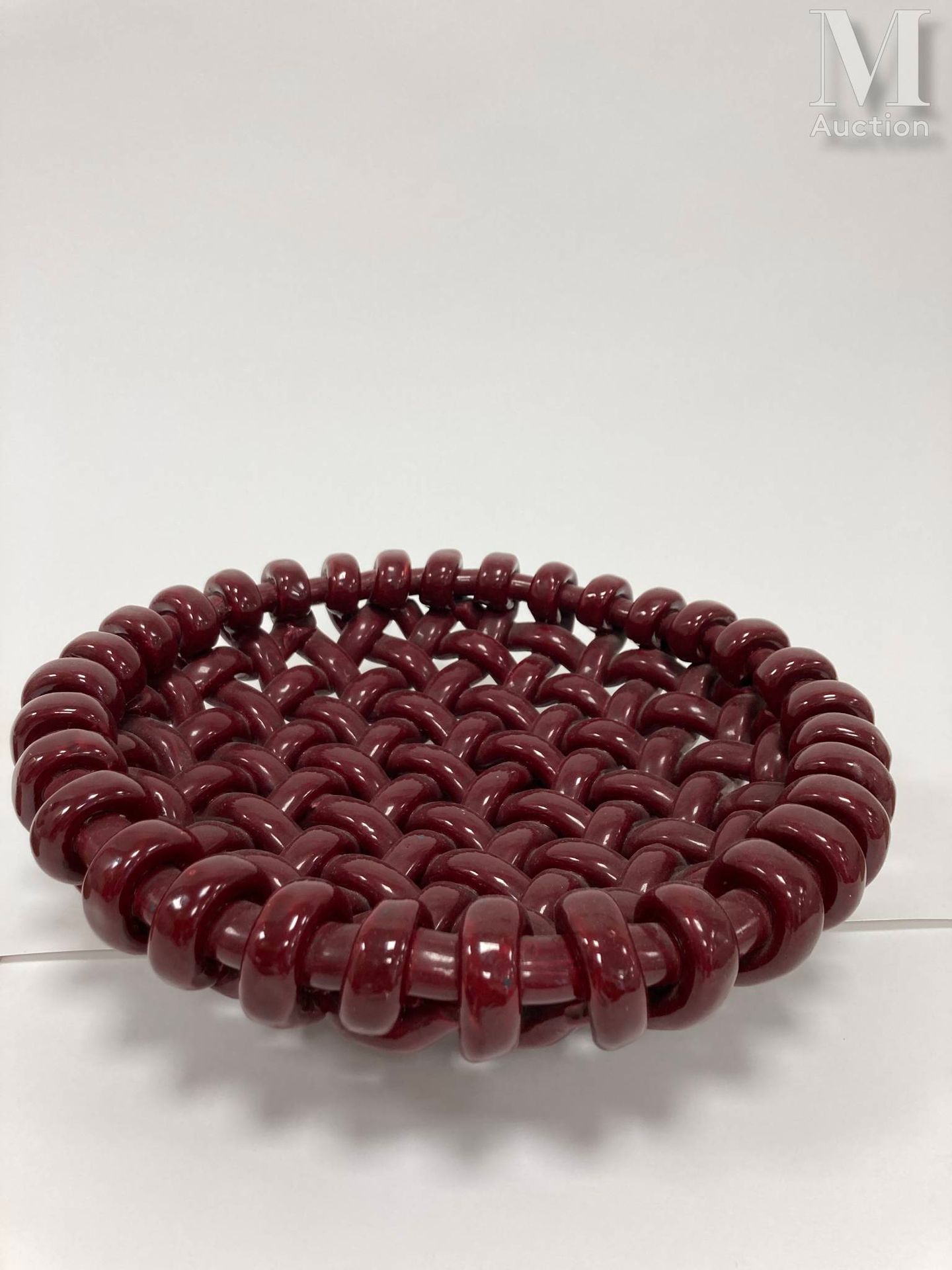 Jérôme MASSIER (1820 - 1909) Ceramic bowl with a burgundy red glaze imitating wi&hellip;