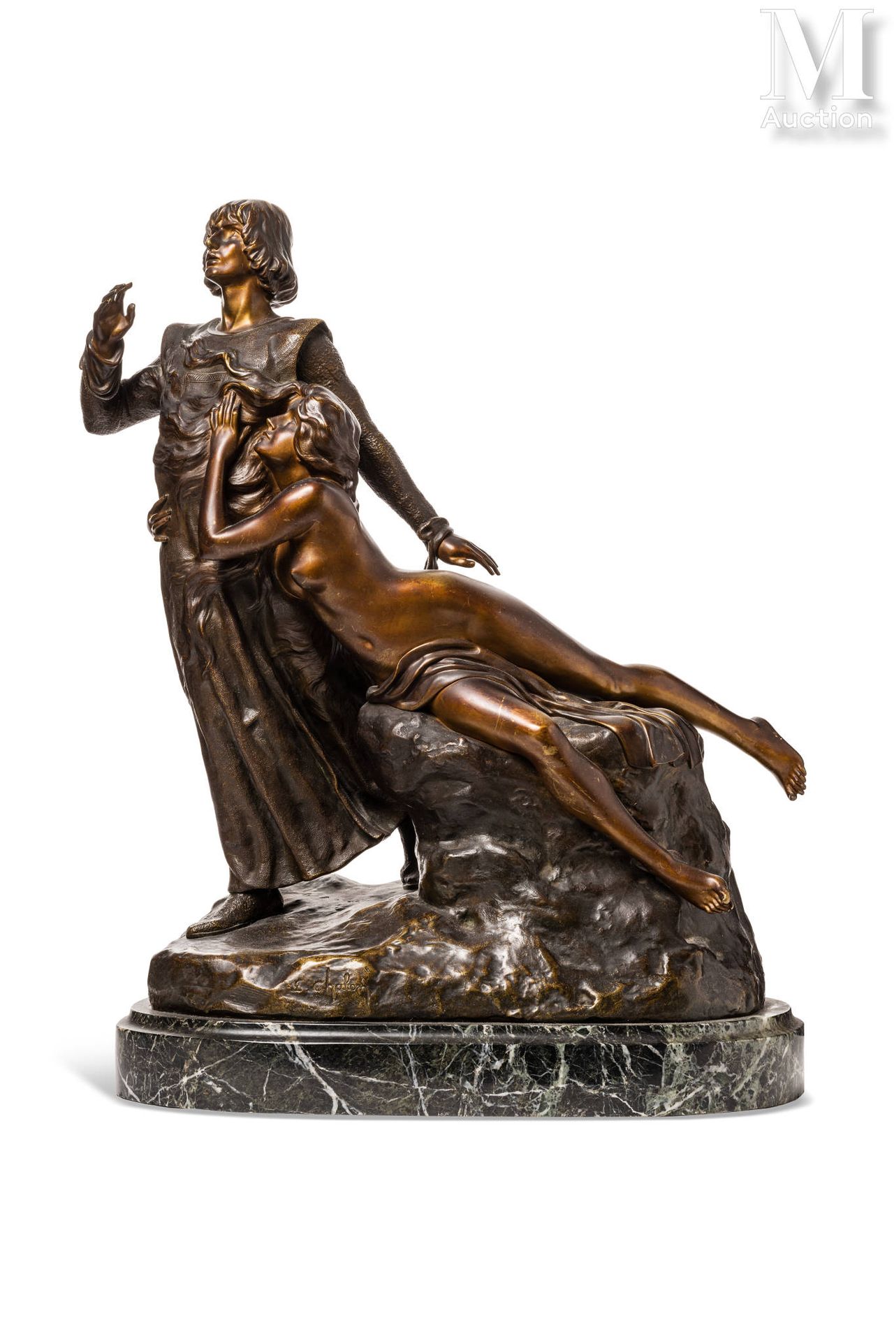 Louis CHALON (1866 - 1940 ) "Tannhäuser



带有金色光泽的青铜雕塑，灵感来自于理查德-瓦格纳的歌剧《唐豪瑟》，主角是被&hellip;