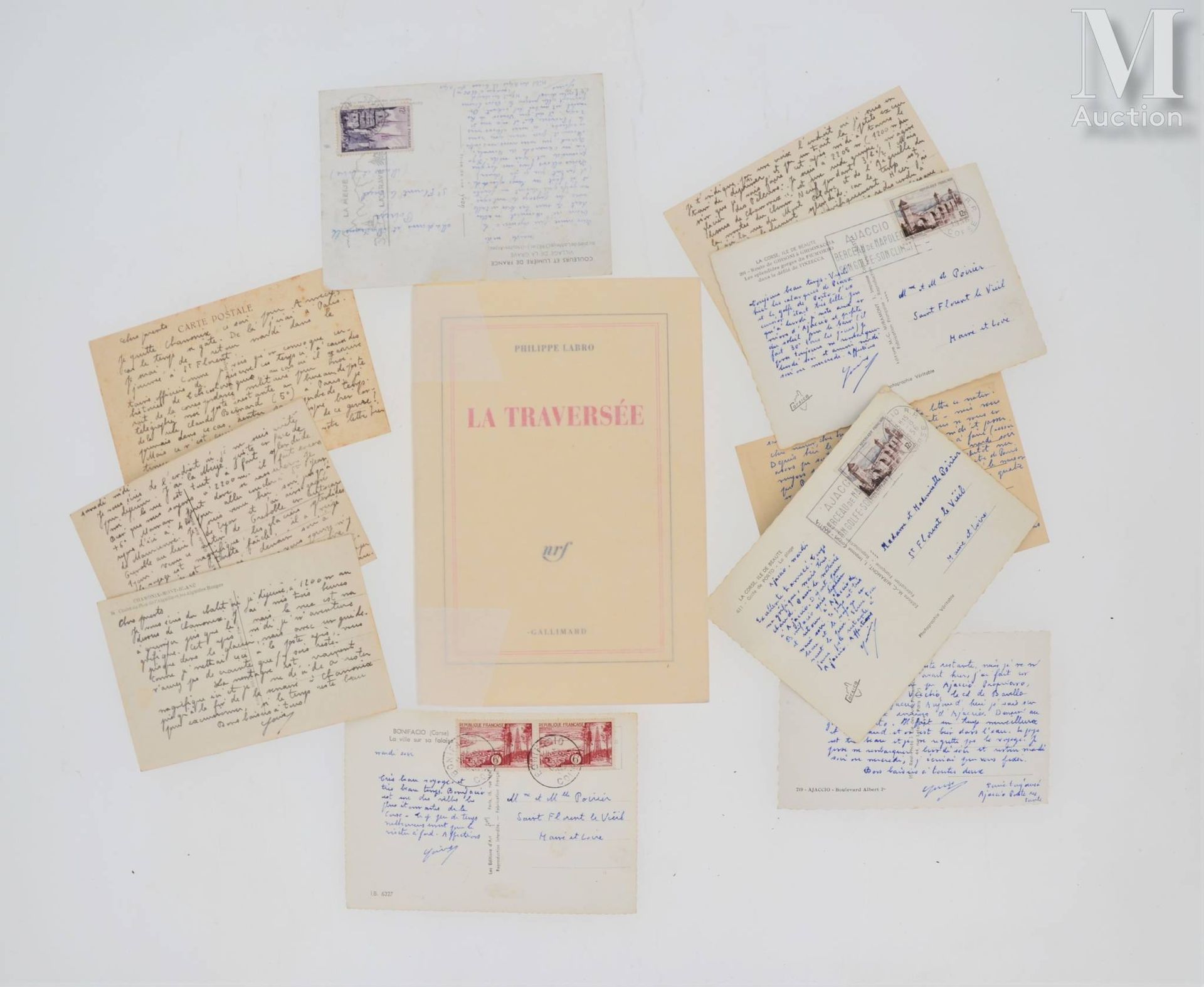 [GRACQ (Julien)]. 不错的一套10张签名为 "路易斯 "的亲笔明信片，其中5张从萨瓦省寄出（约1940年），5张从科西嘉岛寄出（1956年）。 &hellip;