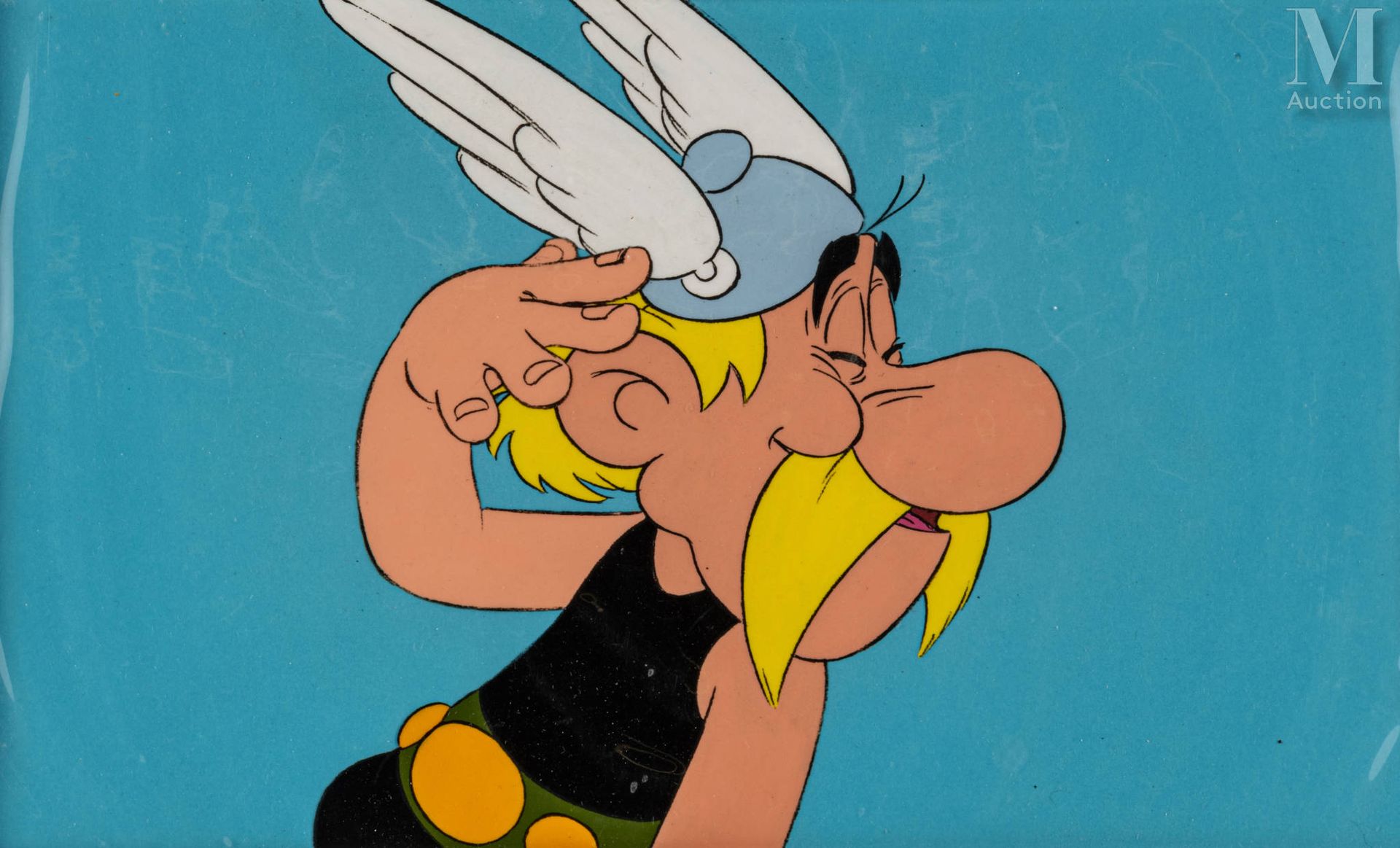 Null Original Celluloid aus einem Film. Darin ist Asterix zu sehen, der eine Gri&hellip;