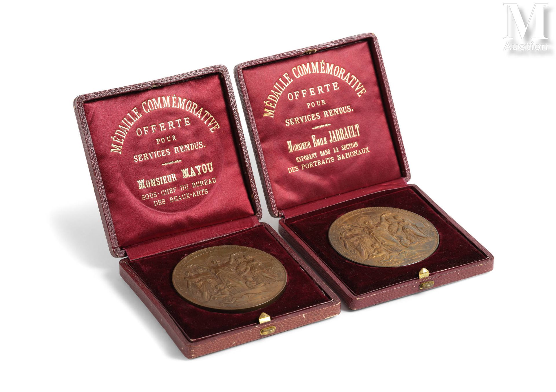 Paire de médailles commémoratives de l’Exposition Universelle de 1878, en cuivre&hellip;