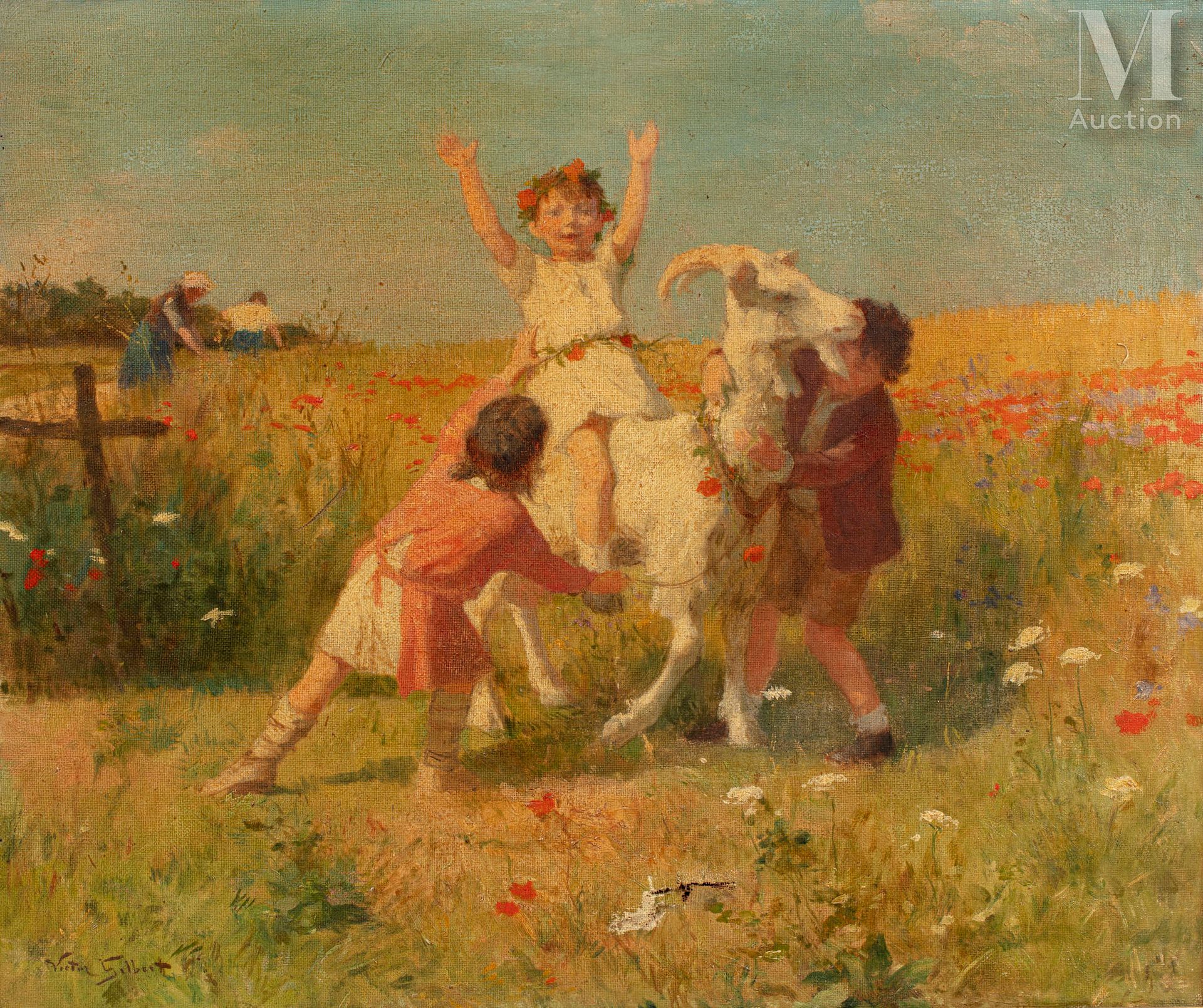 Victor GILBERT (Paris 1847 - 1933) Children playing with biquette



Oil on canv&hellip;