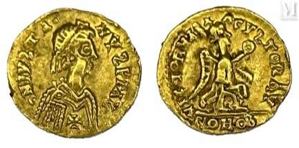 Wisighots - Gaule pseudo-impériale Tremissis au nom de Justinien (527-565)

A : &hellip;