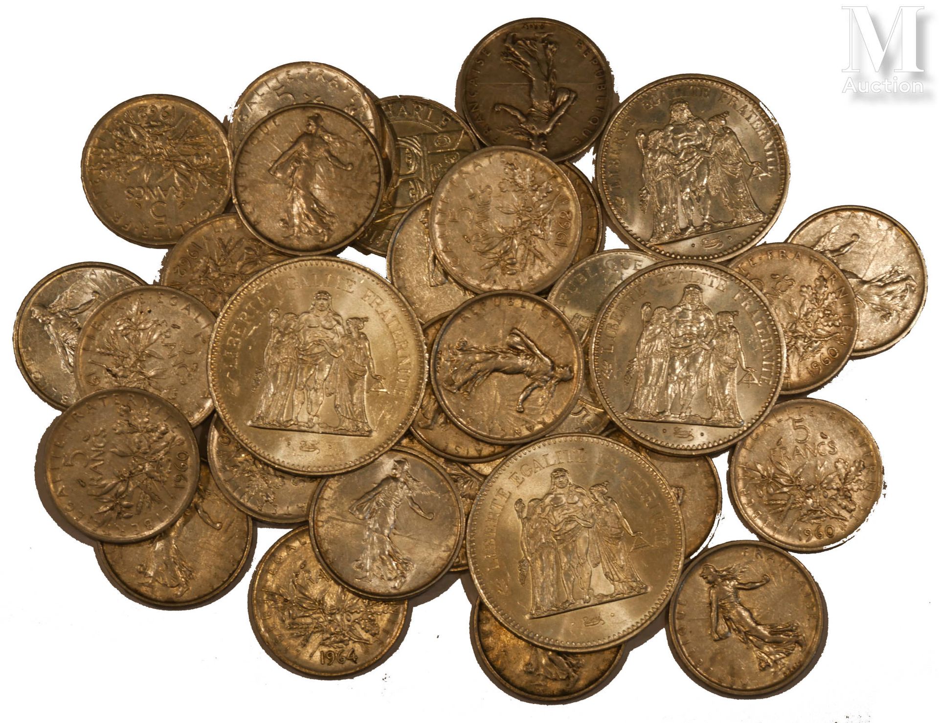 France - Divers Important lot de monnaies en argent comprenant : 

-Trois monnai&hellip;