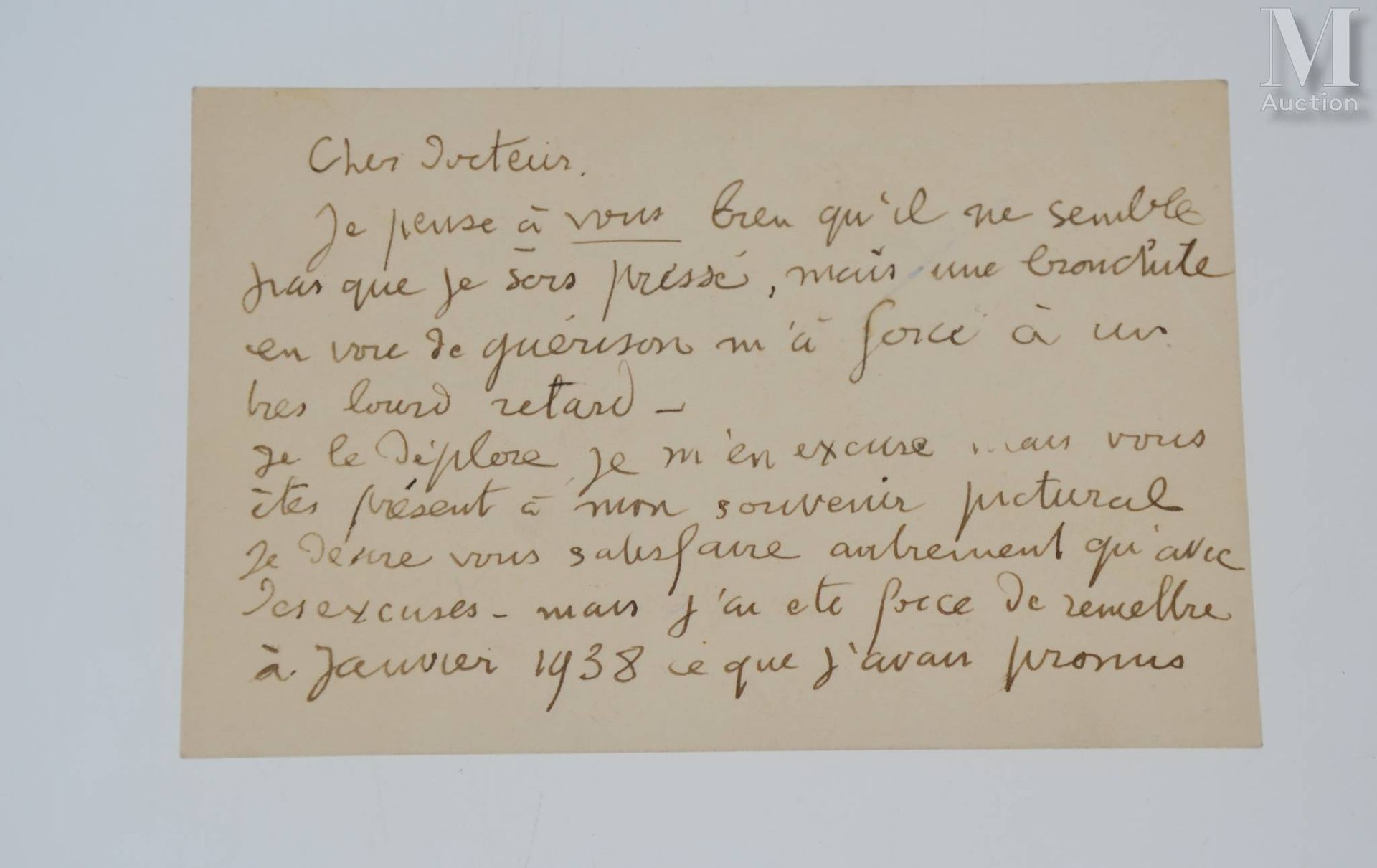 ROUAULT (Georges) Carte autographe signée à un ""cher docteur"". 2 pages in-8, s&hellip;