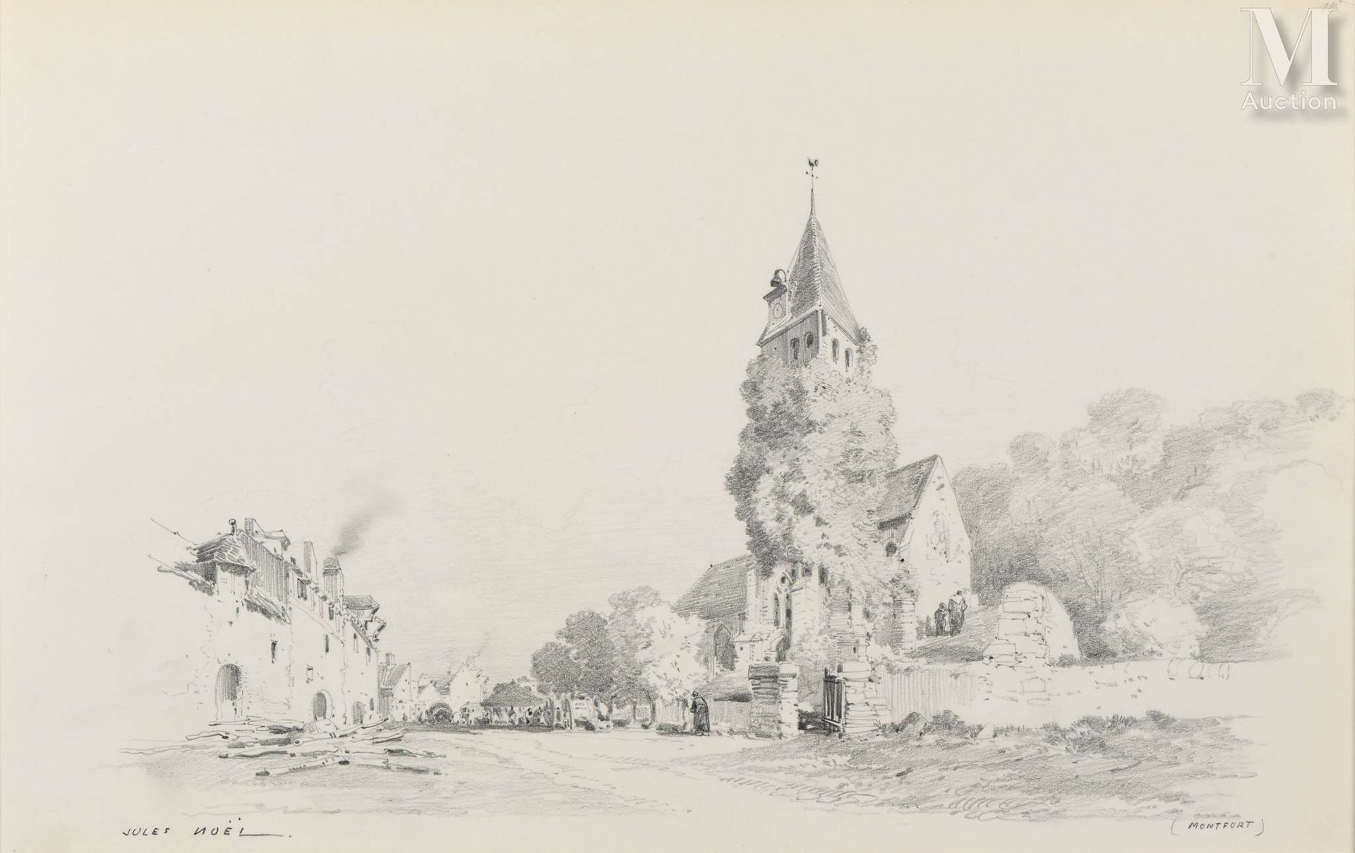Jules NOËL (1810 - 1881) Montfort l'église

Pencil on paper
29,5 x 46,5 cm
Signe&hellip;