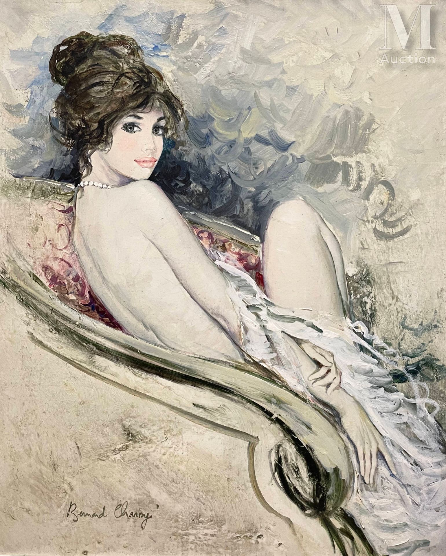 Bernard CHAROY (1931) Femme nue à la bergère 
Huile sur toile 
Signé en bas à ga&hellip;