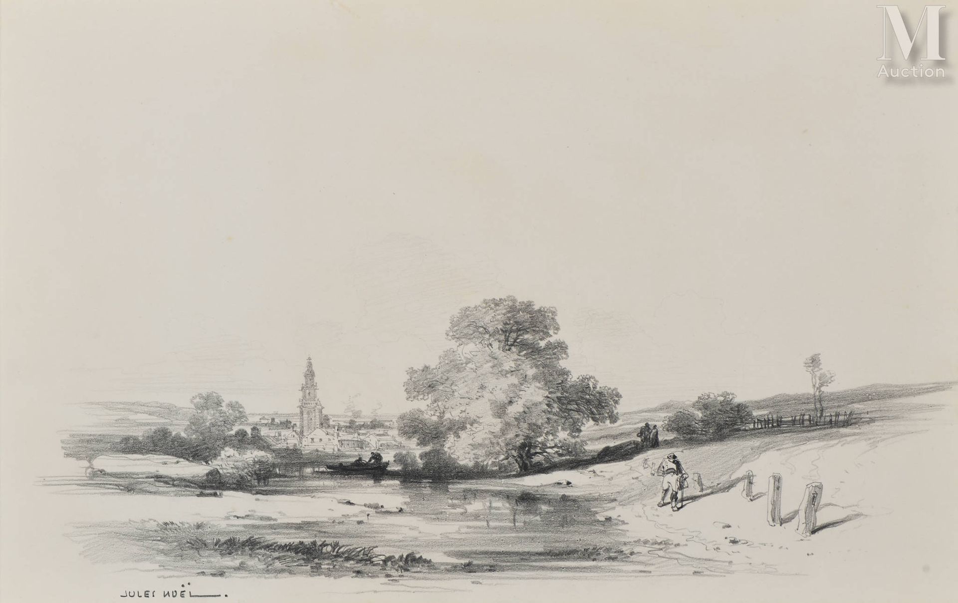 Jules NOËL (1810 - 1881) Personaje cerca del estanque en Bretaña

Lápiz sobre pa&hellip;