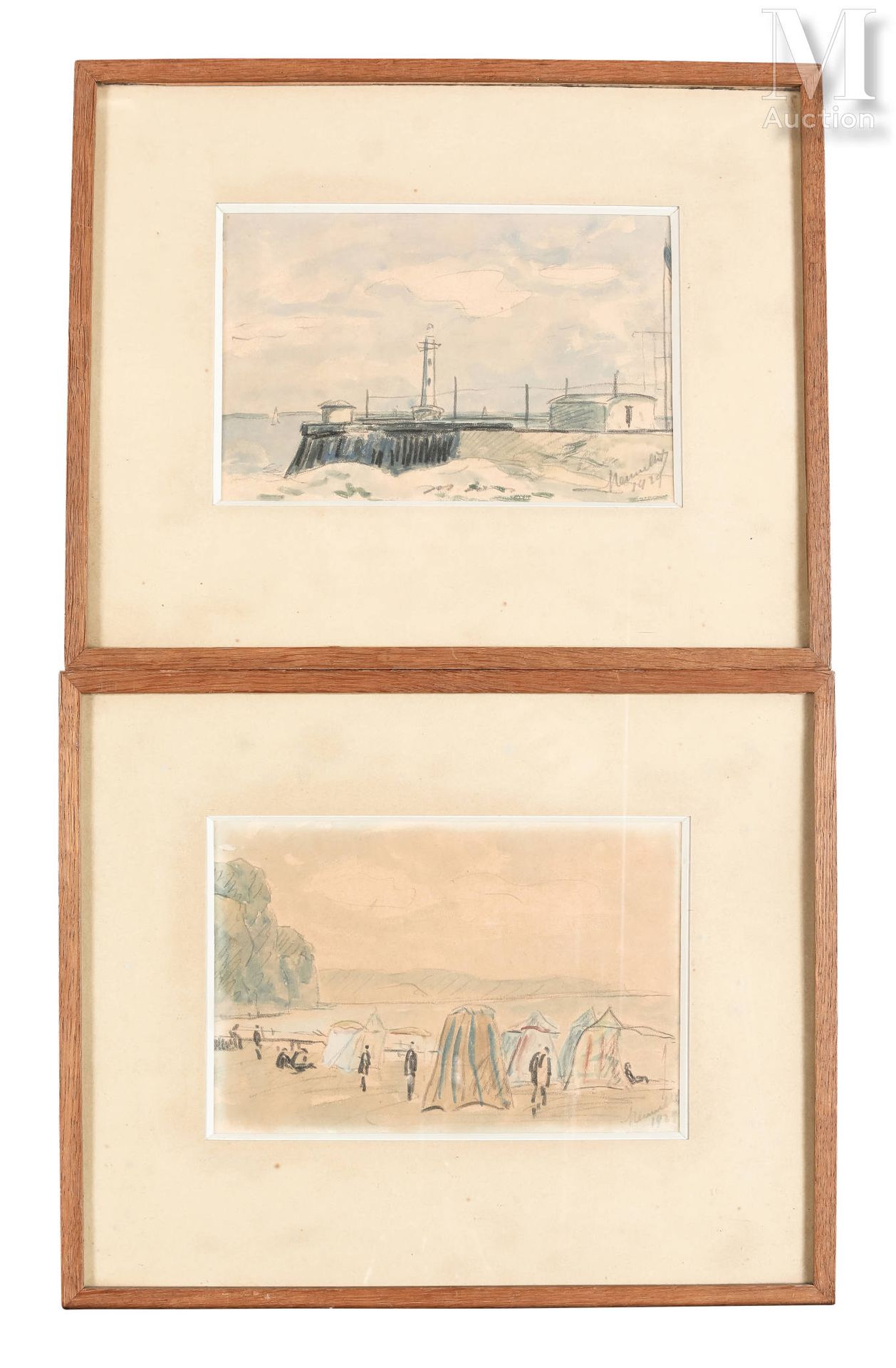 Gabriel DUCULTIT (1878-1955) Les Cabines de plage, Le Phare

Deux dessins aquare&hellip;