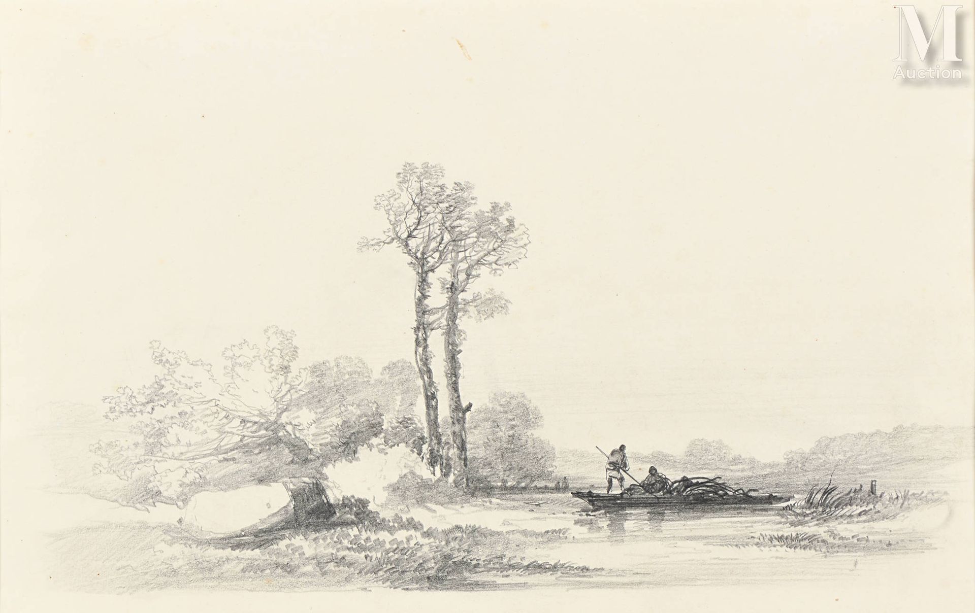 Jules NOËL (1810 - 1881) Les pêcheurs en barque

Crayon sur papier
29,5 x 46,5 c&hellip;