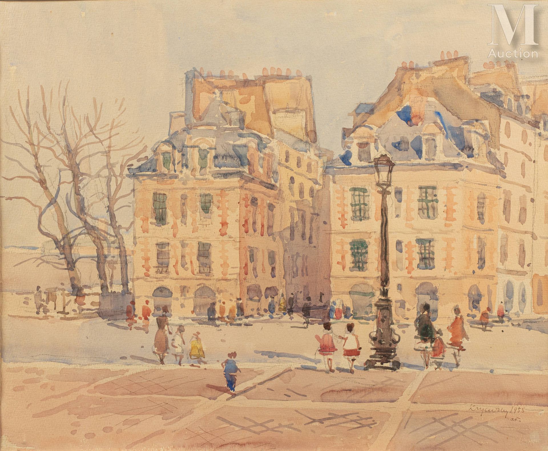 Nicolas KRYCEVSKY (Kharkov 1898 - Paris 1961) Les maisons de la place Dauphine, &hellip;