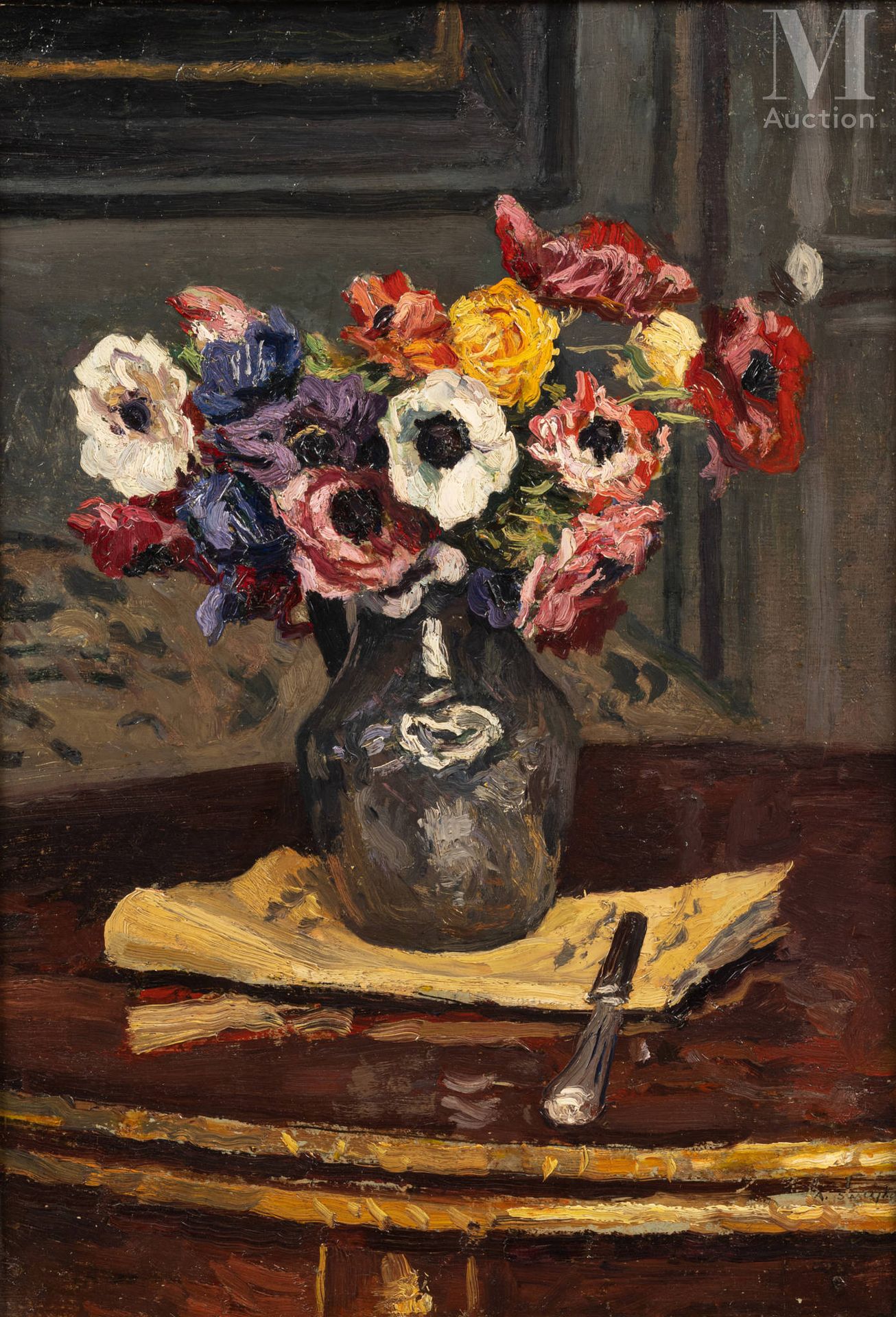 Alfred SWIEYKOWSKI (Paris 1869-Paris 1953) Bouquet d’anémones dans le salon

Hui&hellip;