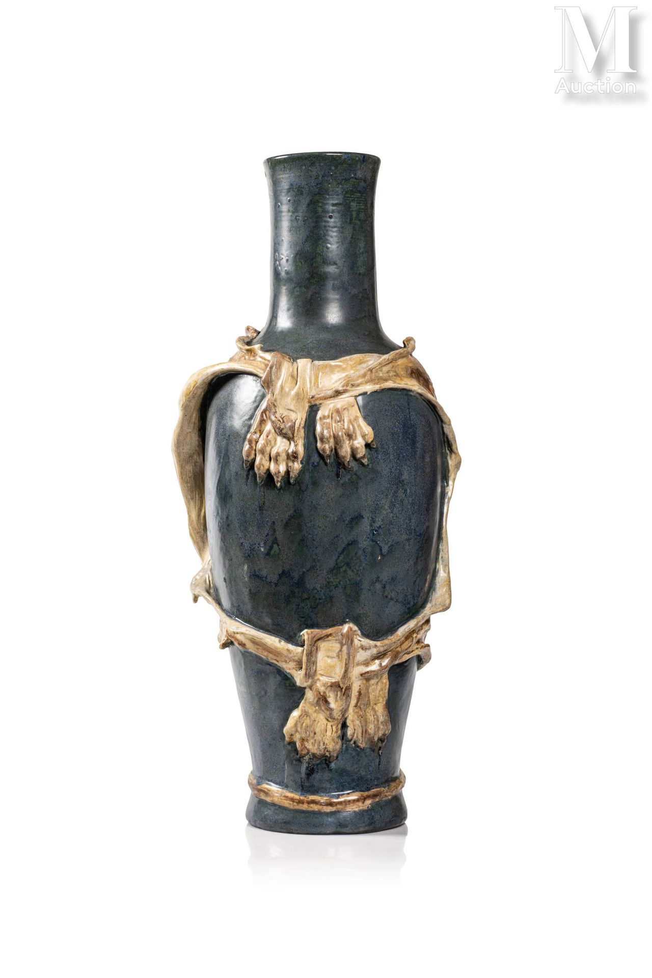 Alfred RENOLEAU (1854 - 1930) circa 1900
Large stoneware vase enamelled in brown&hellip;