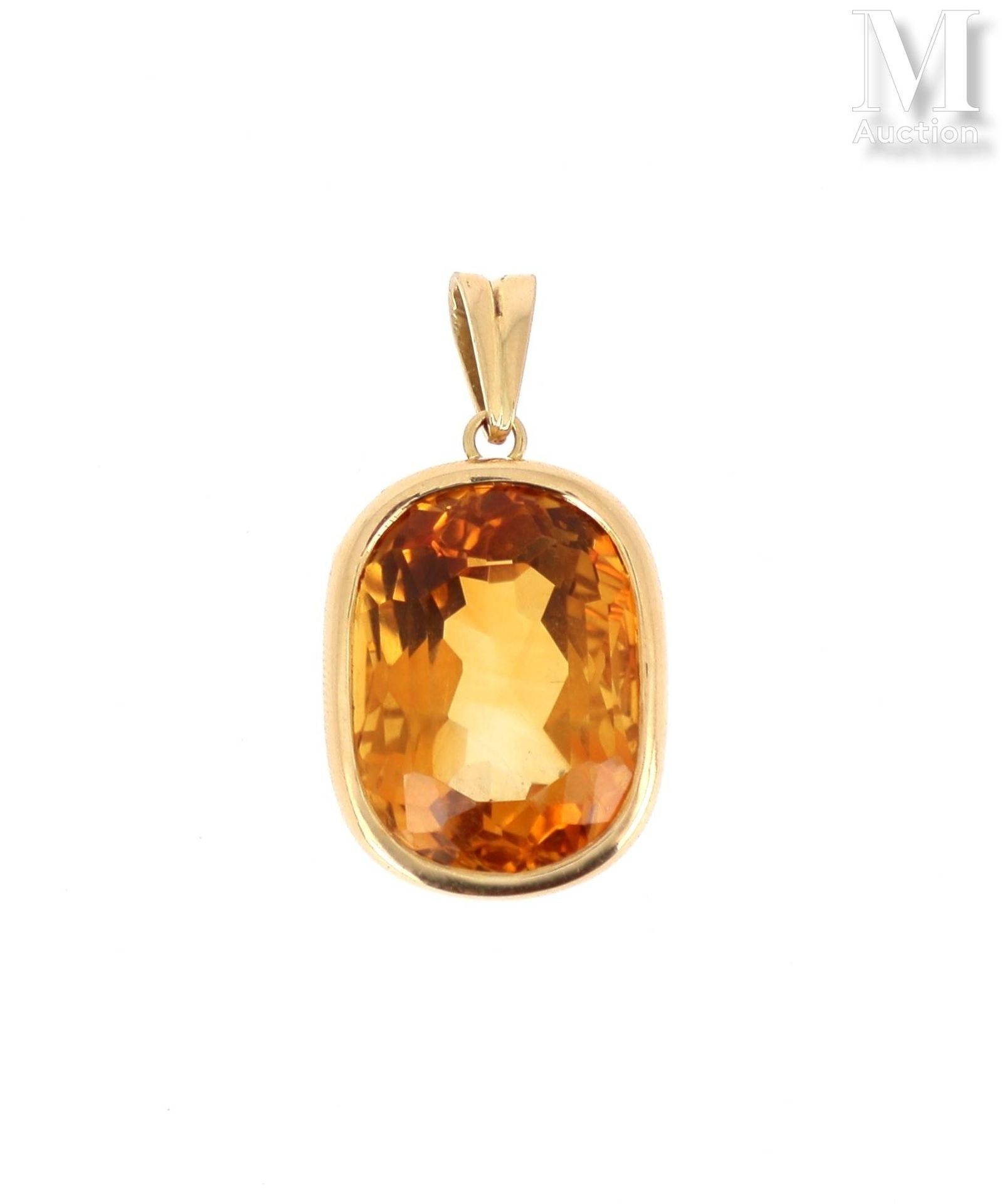 Pendentif citrine Pendant in 18 K yellow gold (750 °/°°) presenting an oval citr&hellip;