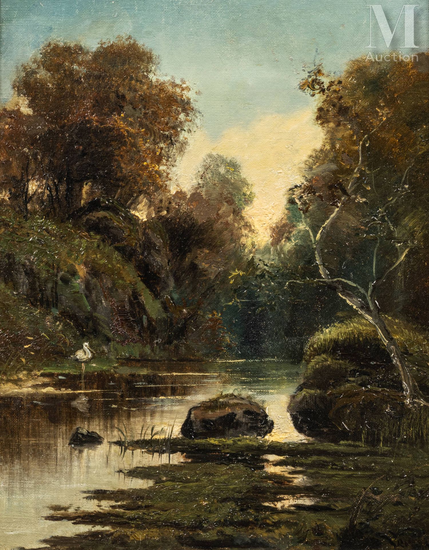 Théodore LEVIGNE (Noirétable 1848 - ? 1912) Paysage de rivière au héron

Toile
4&hellip;