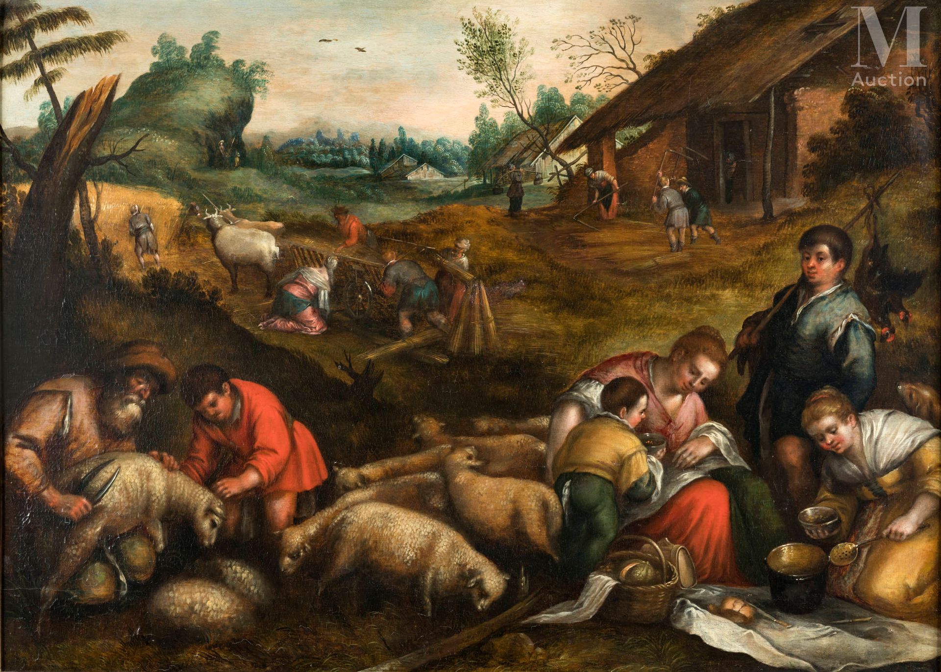 École ANVERSOISE du XVIIème siècle, suiveur de BASSANO The grape harvest / Sheep&hellip;