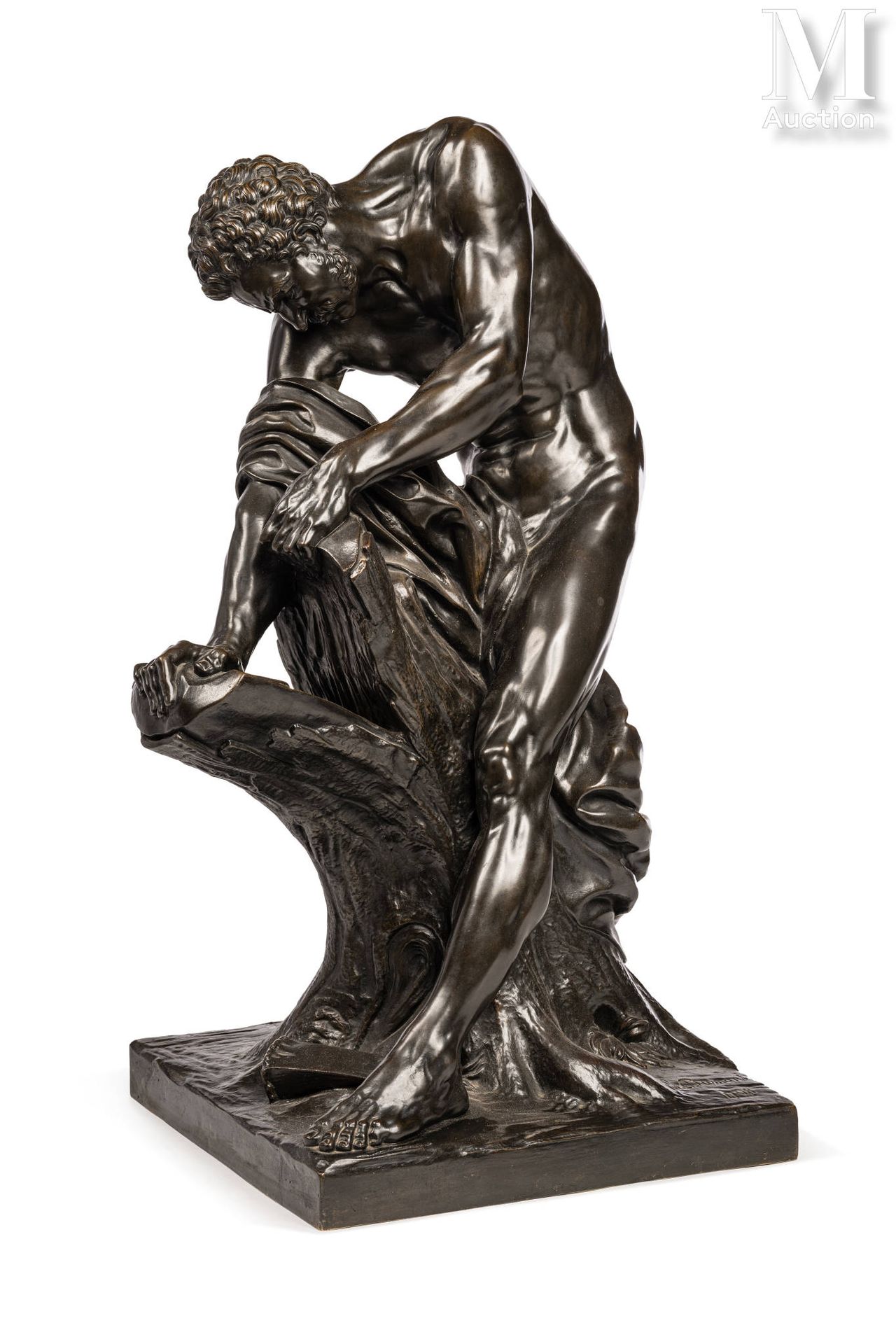 D'après Edme DUMONT (1722 - 1775) Milon de Crotone,
Bronze à patine brun vert,
H&hellip;