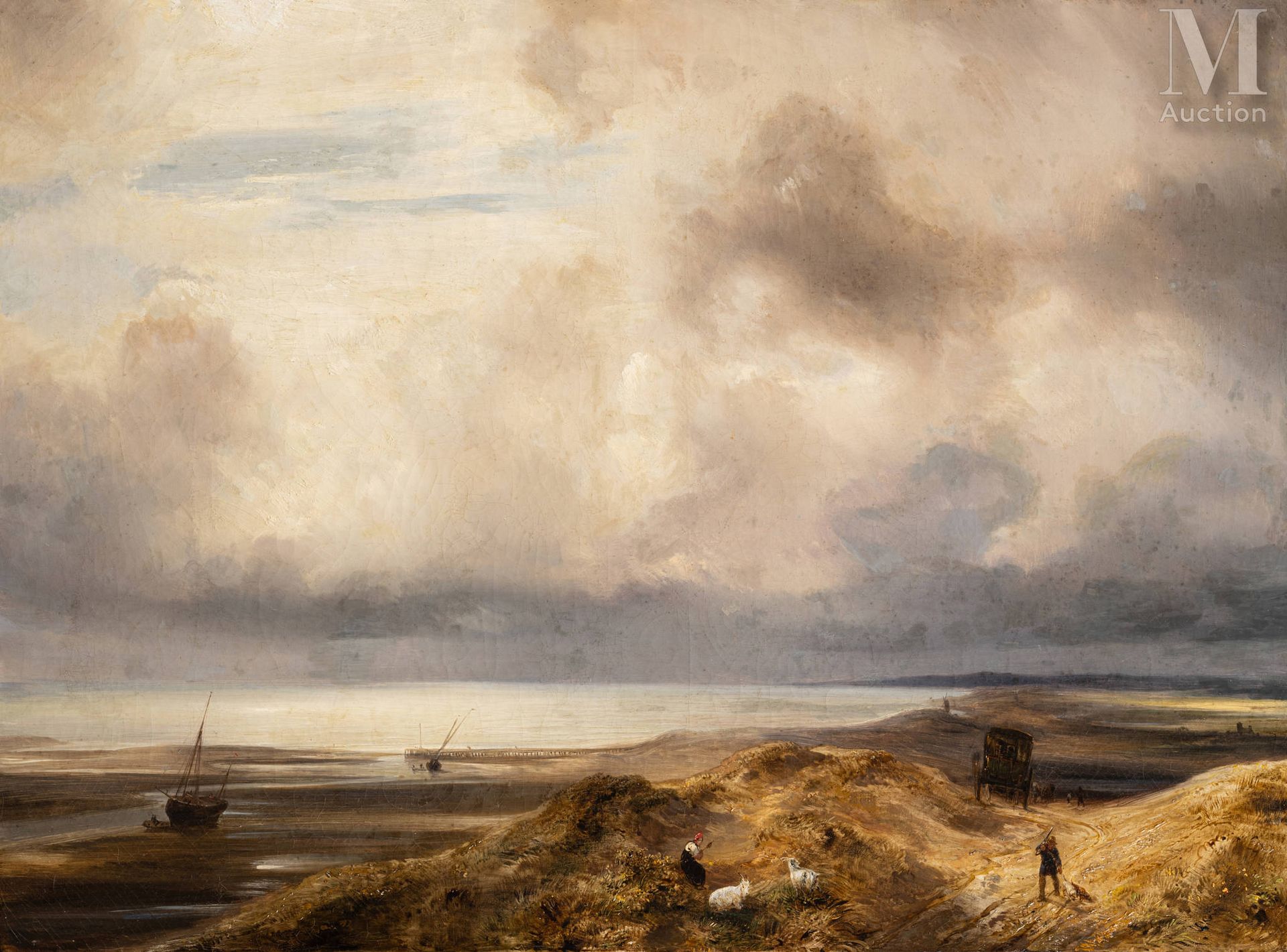 Georges MICHEL (Paris 1763 - 1843) Bord de plage

Huile sur toile d'origine 
68,&hellip;