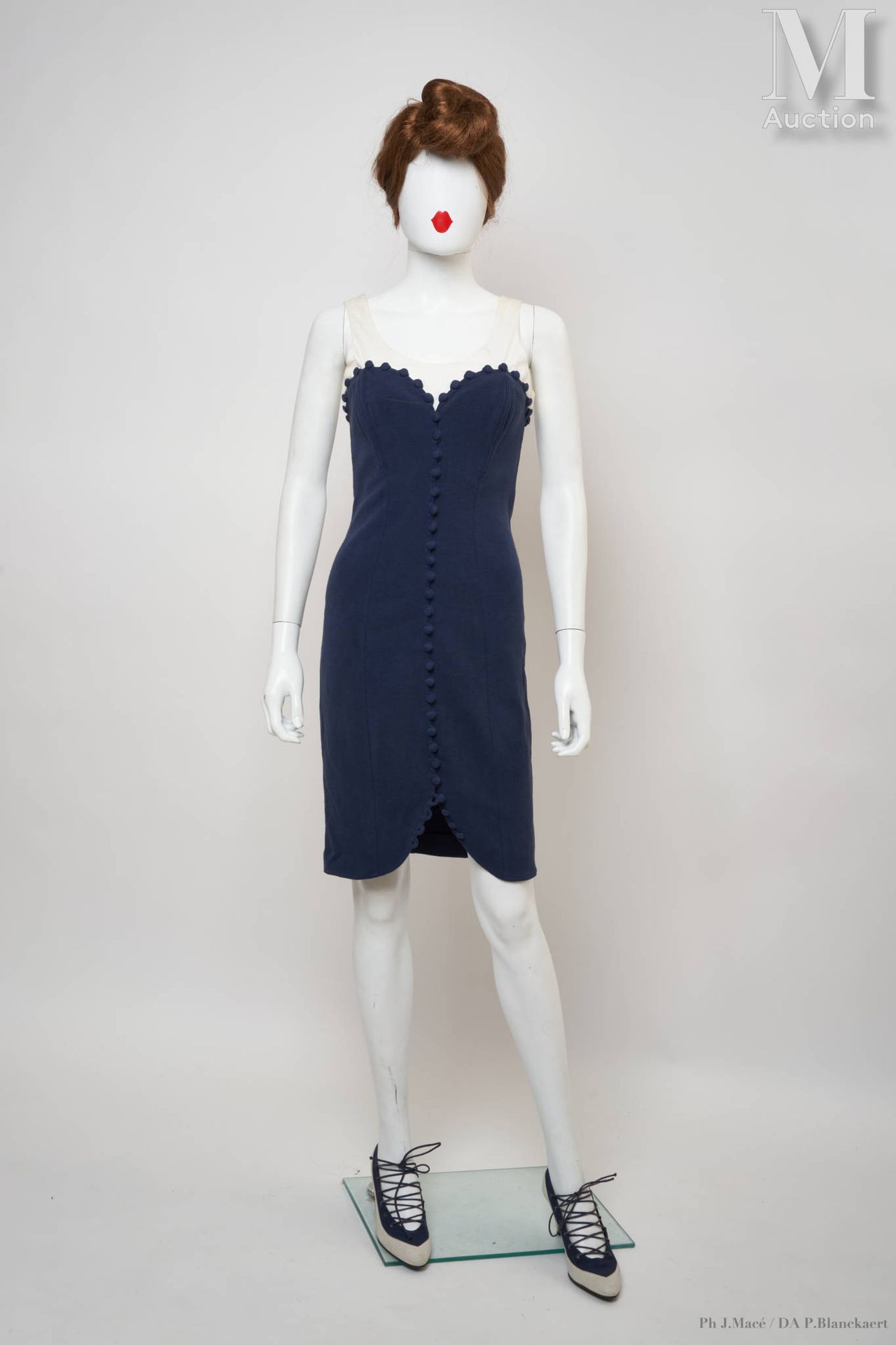 CHANTAL THOMASS - Printemps-été 1989 Dress
in navy stretch cotton over a poplin &hellip;