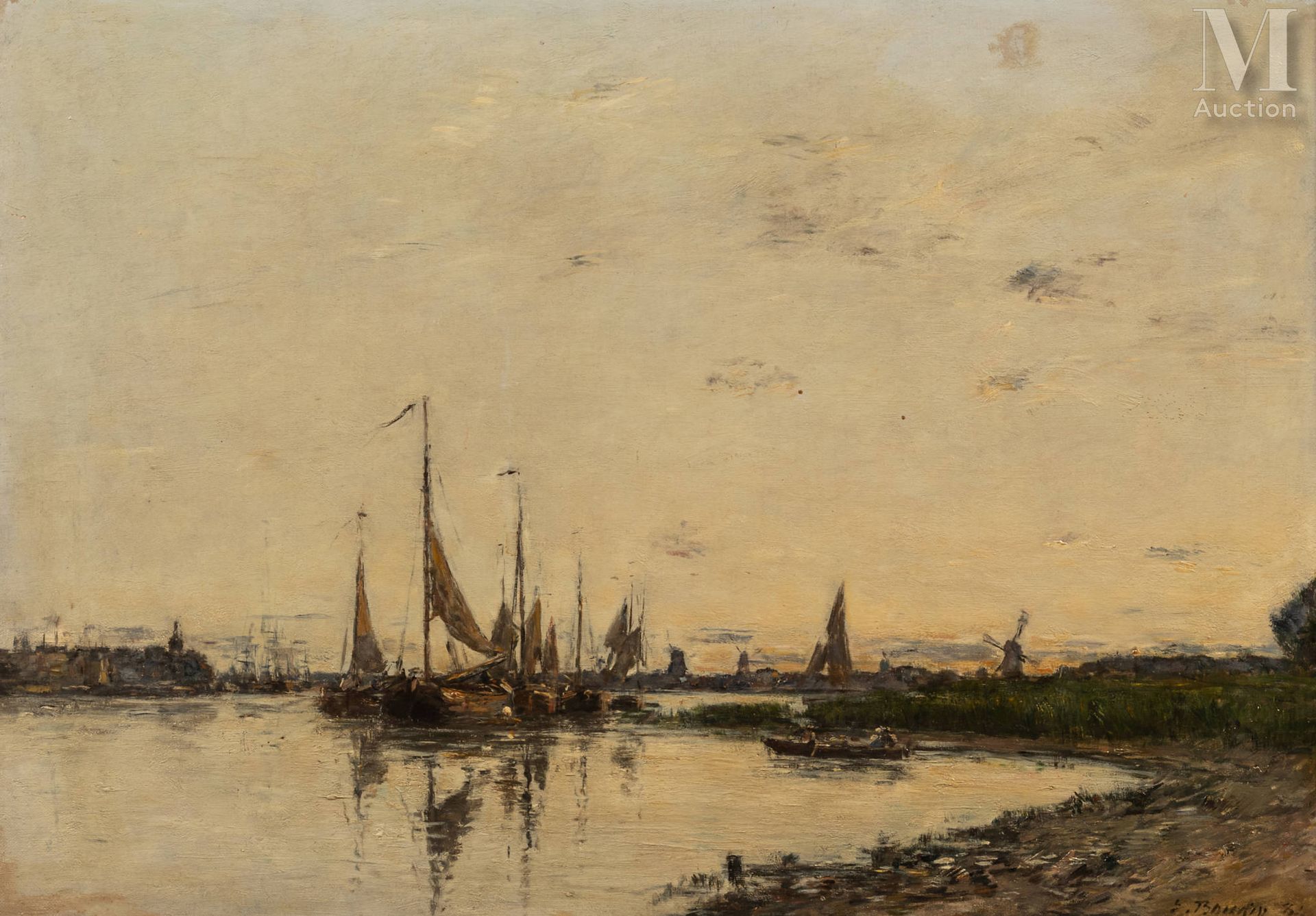 Eugène Louis BOUDIN (Honfleur 1824- Deauville 1898) Dordrecht, Bateaux sur la Me&hellip;