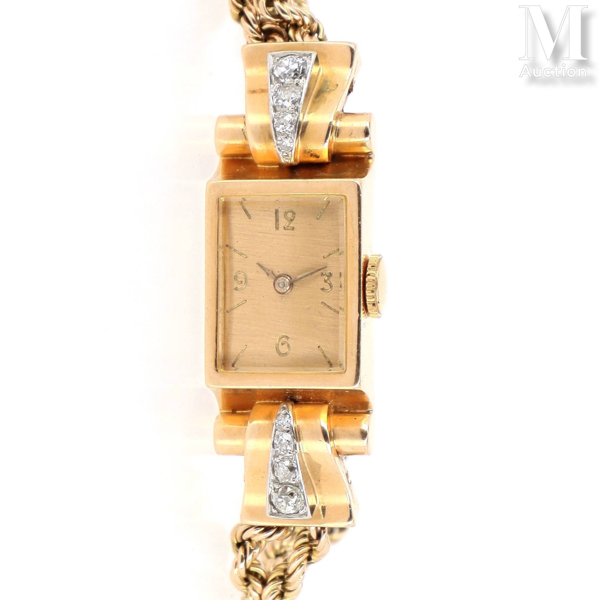 Anonyme Montre bracelet de dame en or jaune 18k (750 millièmes) et platine (950 &hellip;