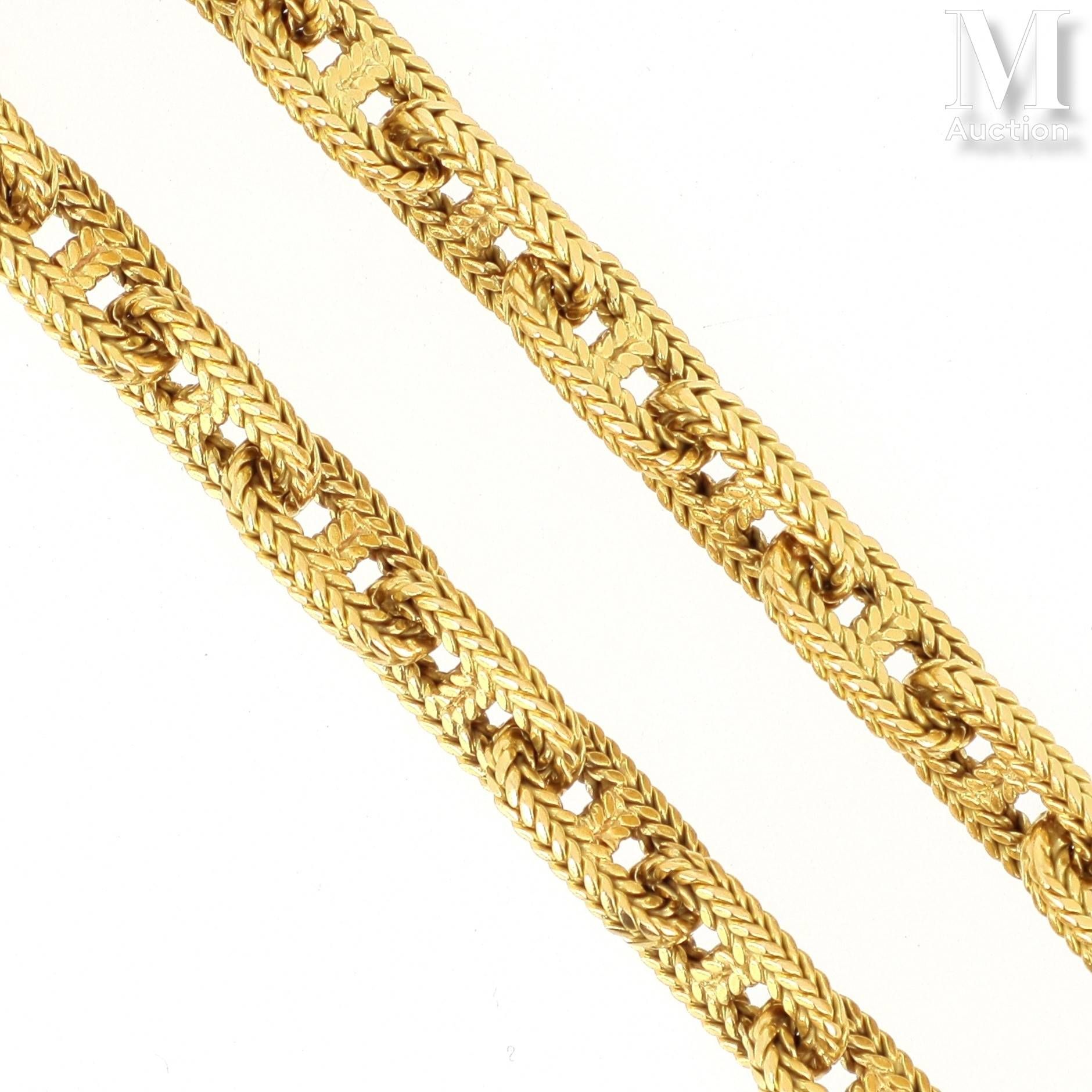 Georges LENFANT pour HERMÈS 18K（750千分之一）黄金项链，编织锚链。 
签名为 "Hermès Paris "并有编号。Geor&hellip;