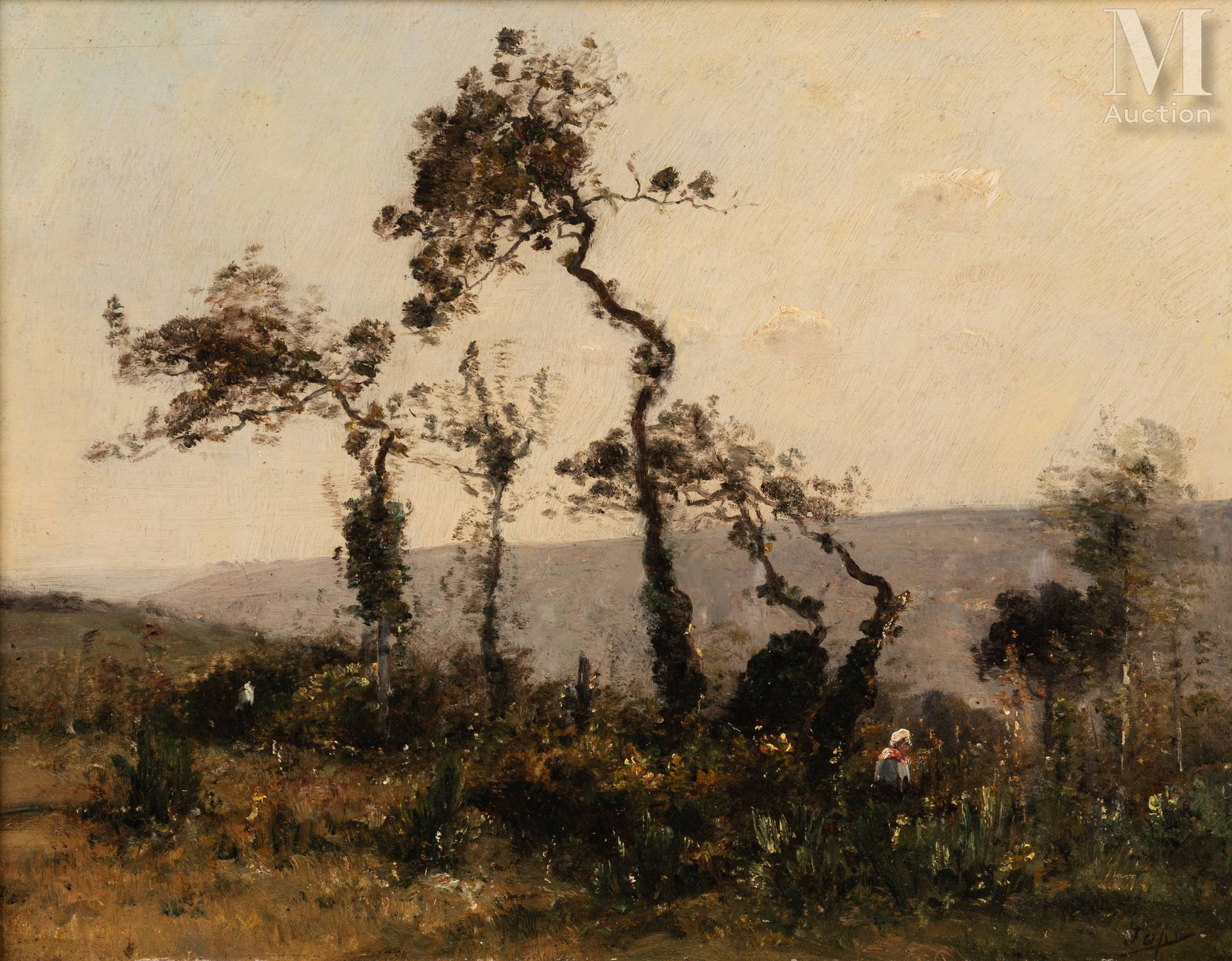 Louis Aimé JAPY (Berne 1840 - Paris 1916) Landscape with big trees

Oil on panel&hellip;