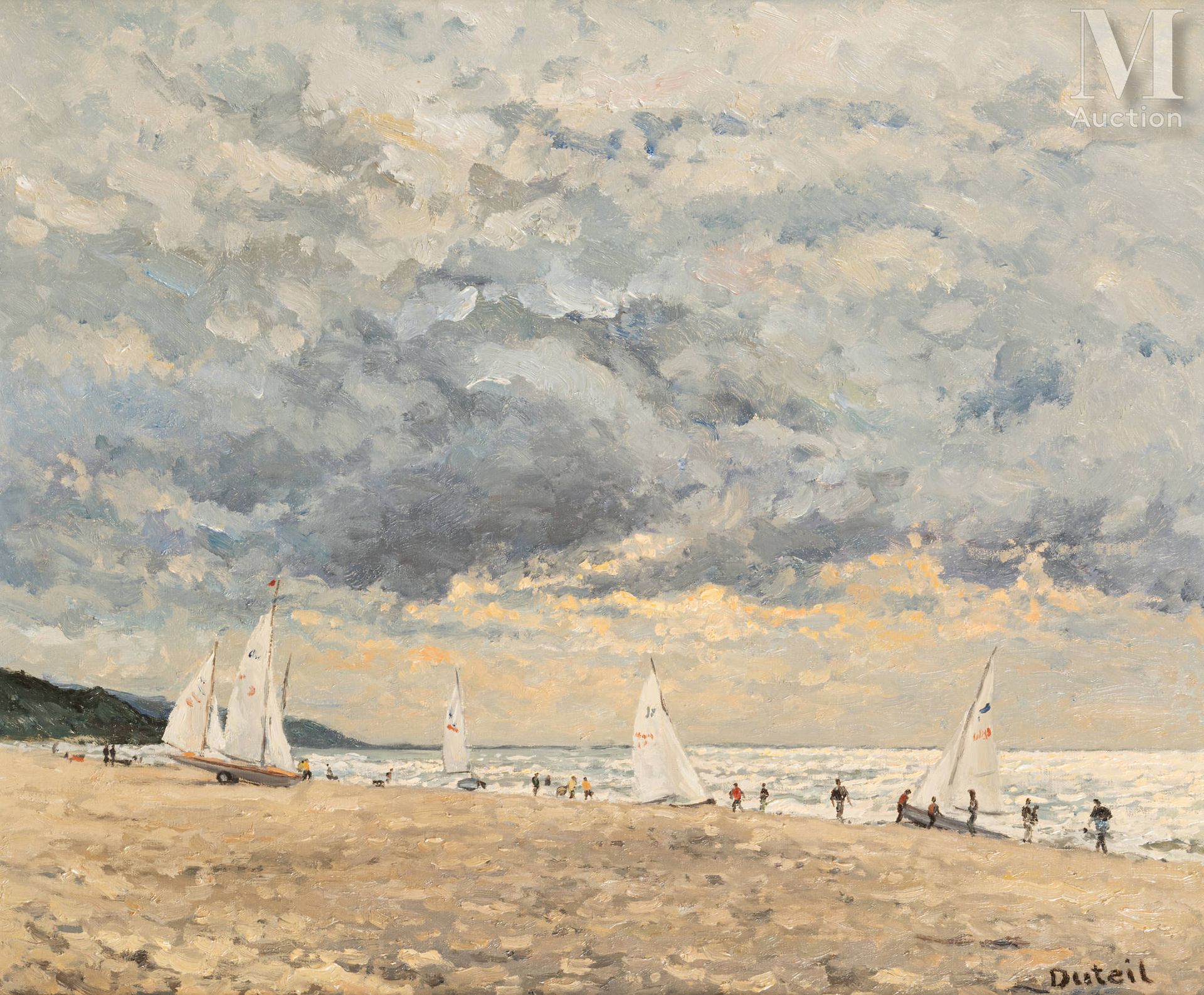 Jean-Claude DUTEIL 海滩上的逆光

布面油画 
46,5 x 55 cm
签名右下：Duteil 
背面手写：Contre jour sur &hellip;