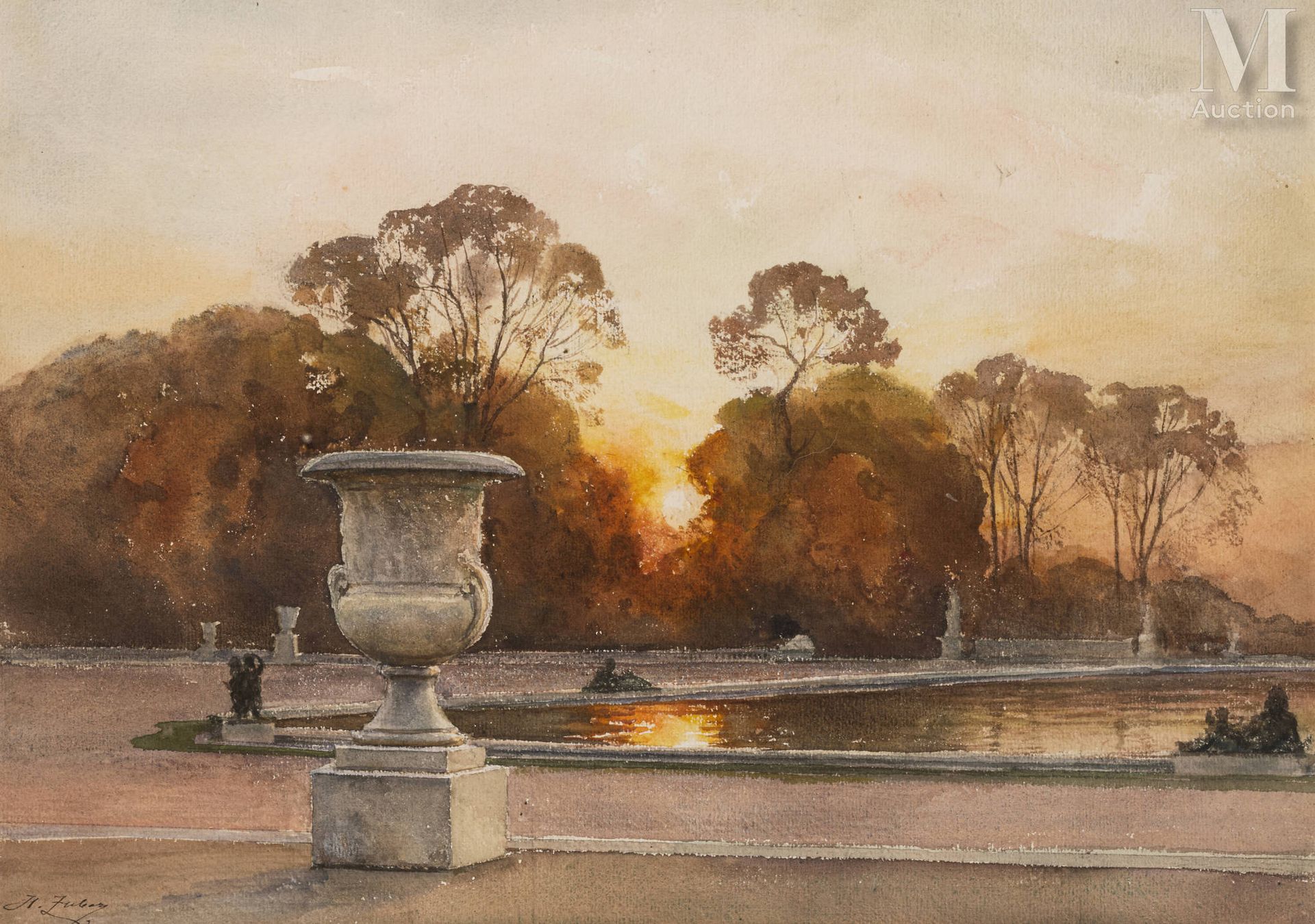 Henri ZUBER (Rixheim 1844 – Paris 1909) Vor dem Palast, in Versailles

Aquarell &hellip;
