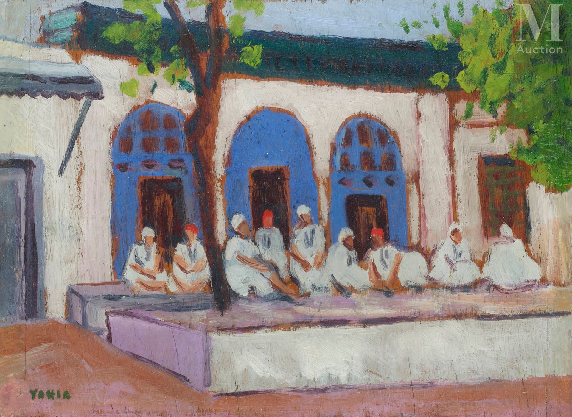 Yahia TURKI (Istambul 1902-Tunis 1969) Terrasse de café à Tunis
Huile sur pannea&hellip;