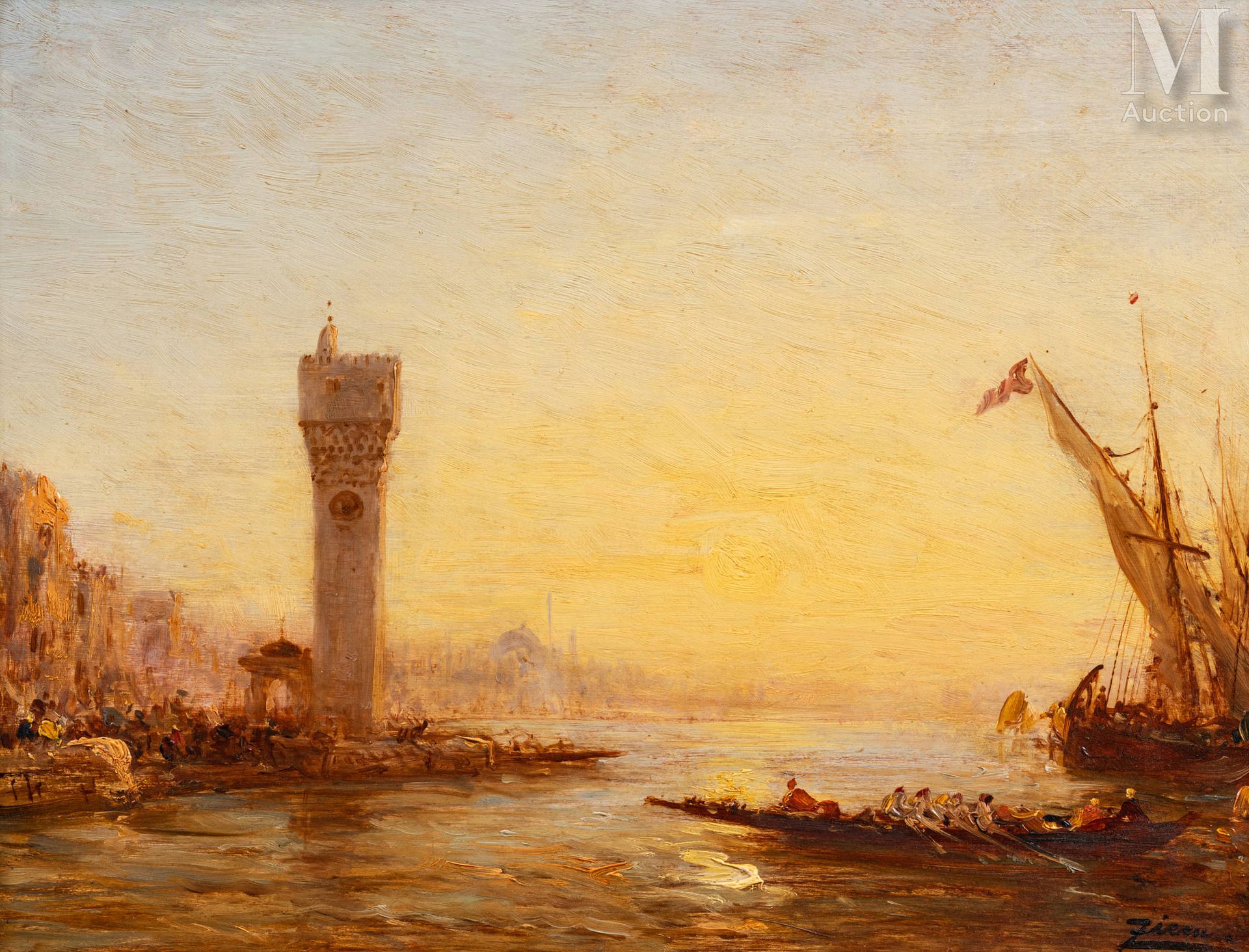 Félix ZIEM (Beaune 1821 - Paris 1911) 伊斯坦布勒的景色
油画板上，一块没有镶边的木板 T
35 x 46 cm
右下角有签&hellip;