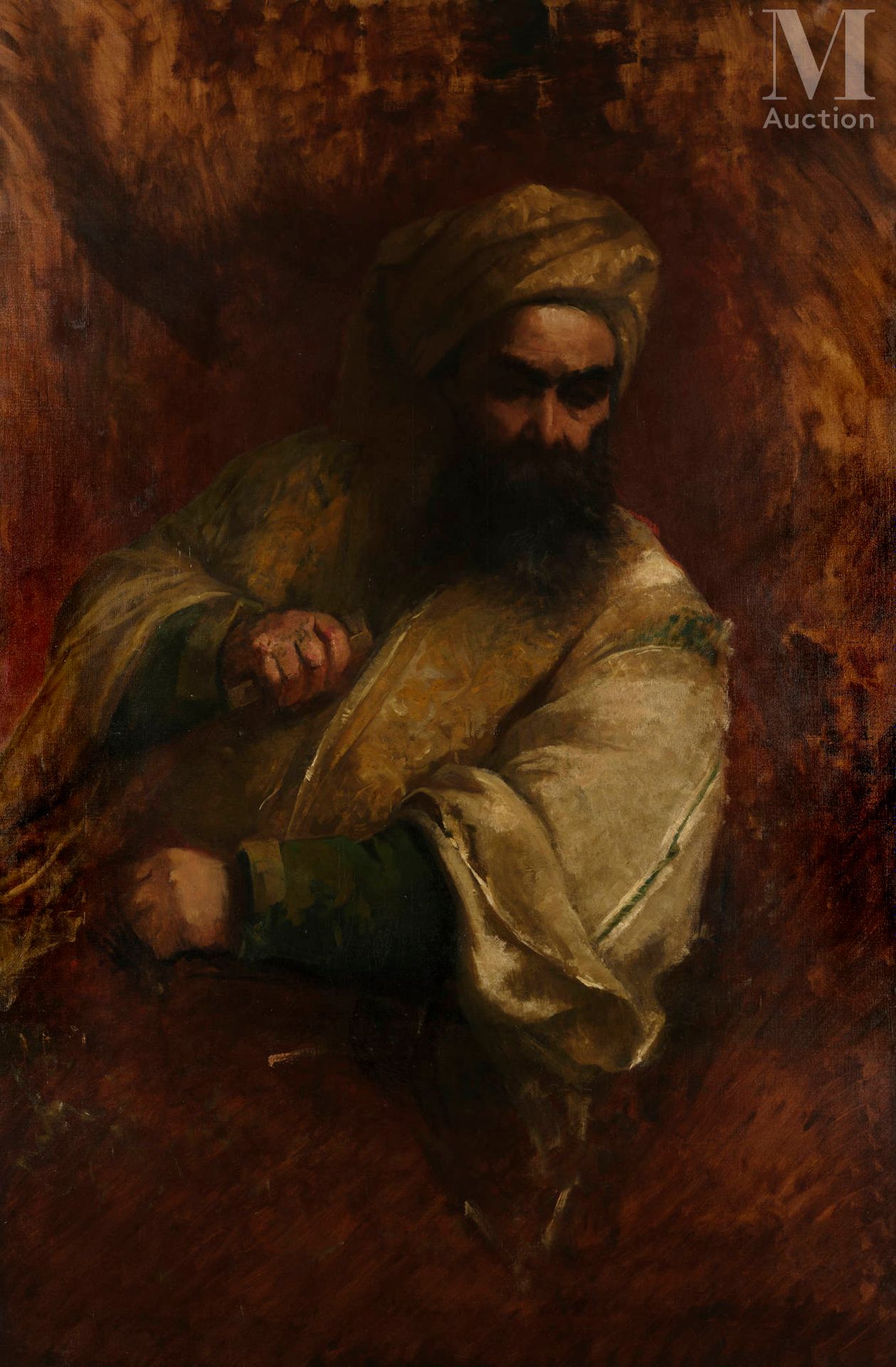 Ecole ORIENTALISTE du XIX ème siècle Portrait d’un Bey, Algérie
Huile sur toile &hellip;