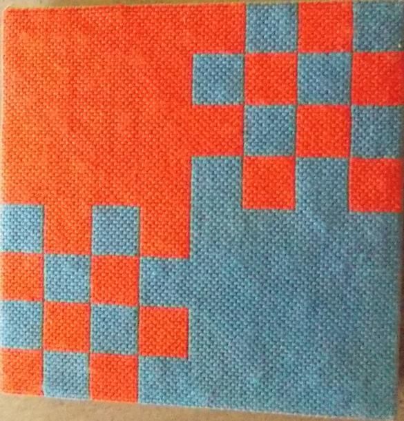 ALLEXANT (Actif au XXème siècle) Composition rouge et bleue Tapisserie 18,5 x 18&hellip;